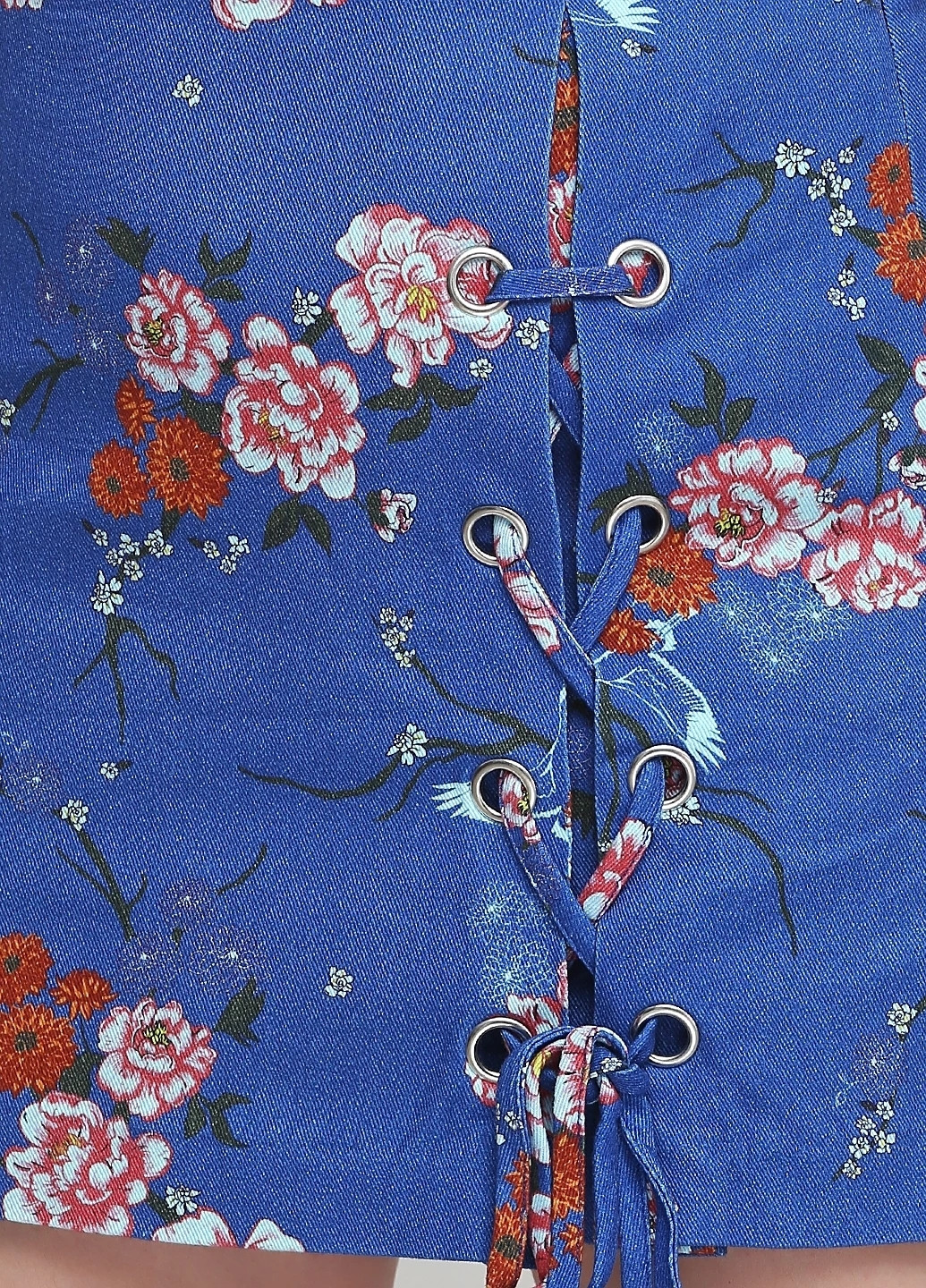 Синяя кэжуал цветочной расцветки юбка H&M