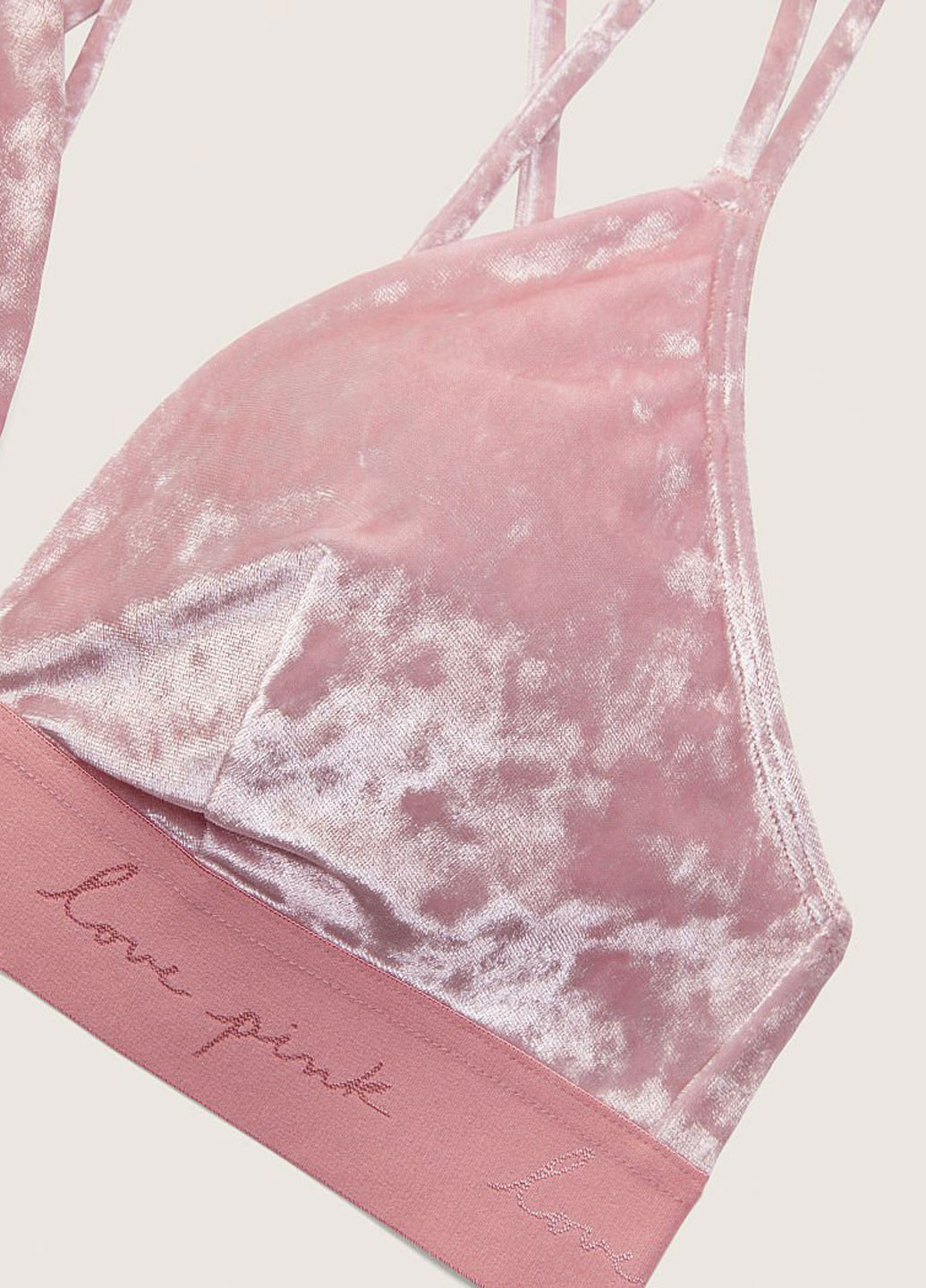 Темно-розовый триэнджел бюстгальтер Victoria's Secret без косточек велюр, полиэстер