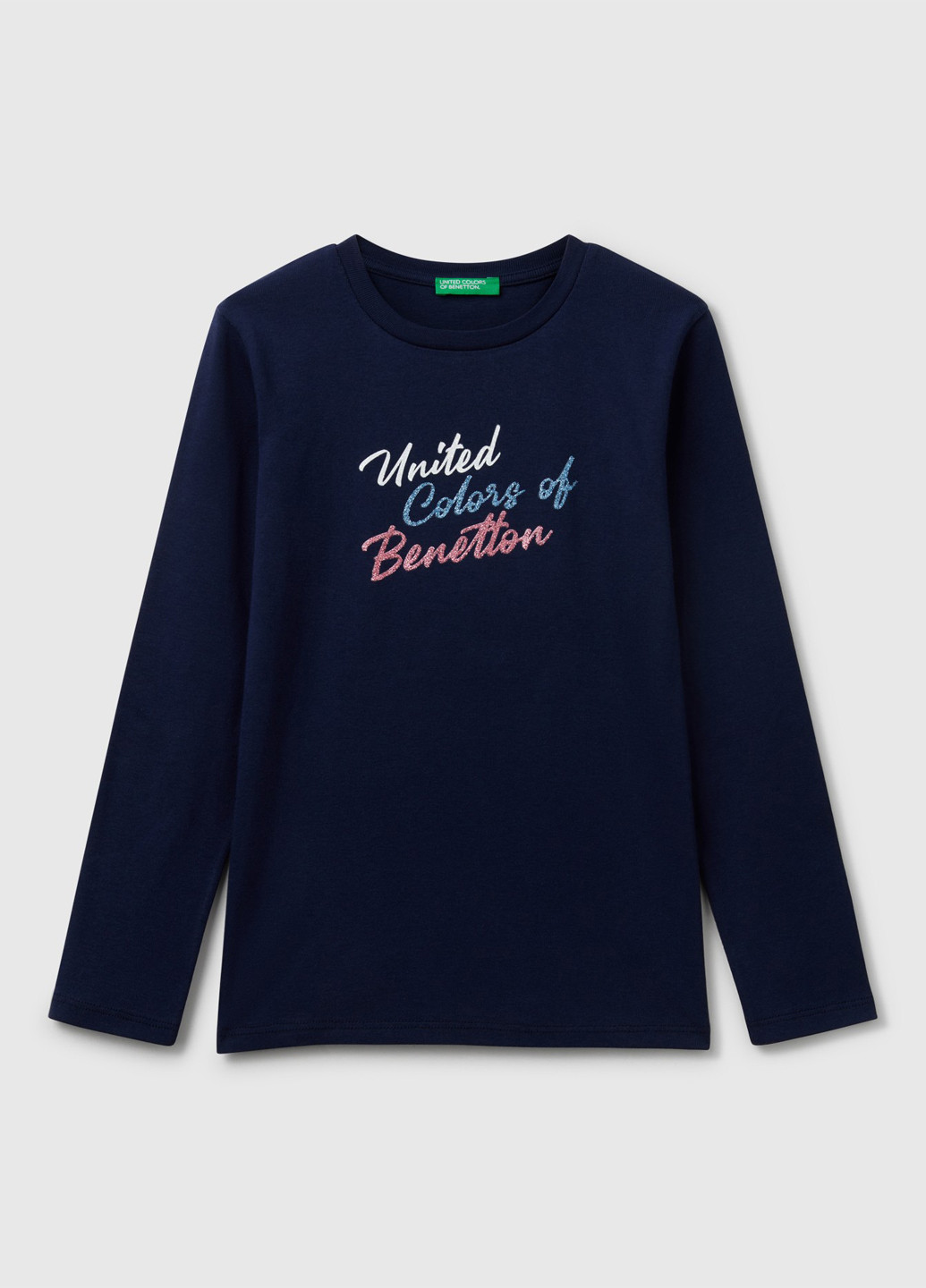 Темно-синий демисезонный кэжуал лонгслив United Colors of Benetton с логотипом