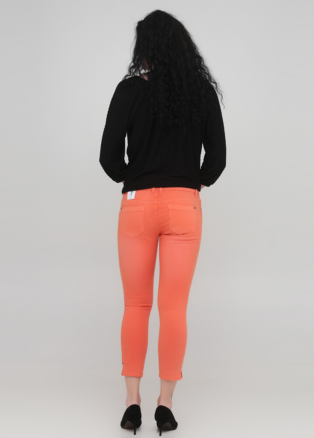 Оранжевые джинсовые демисезонные укороченные, зауженные брюки Gina Benotti
