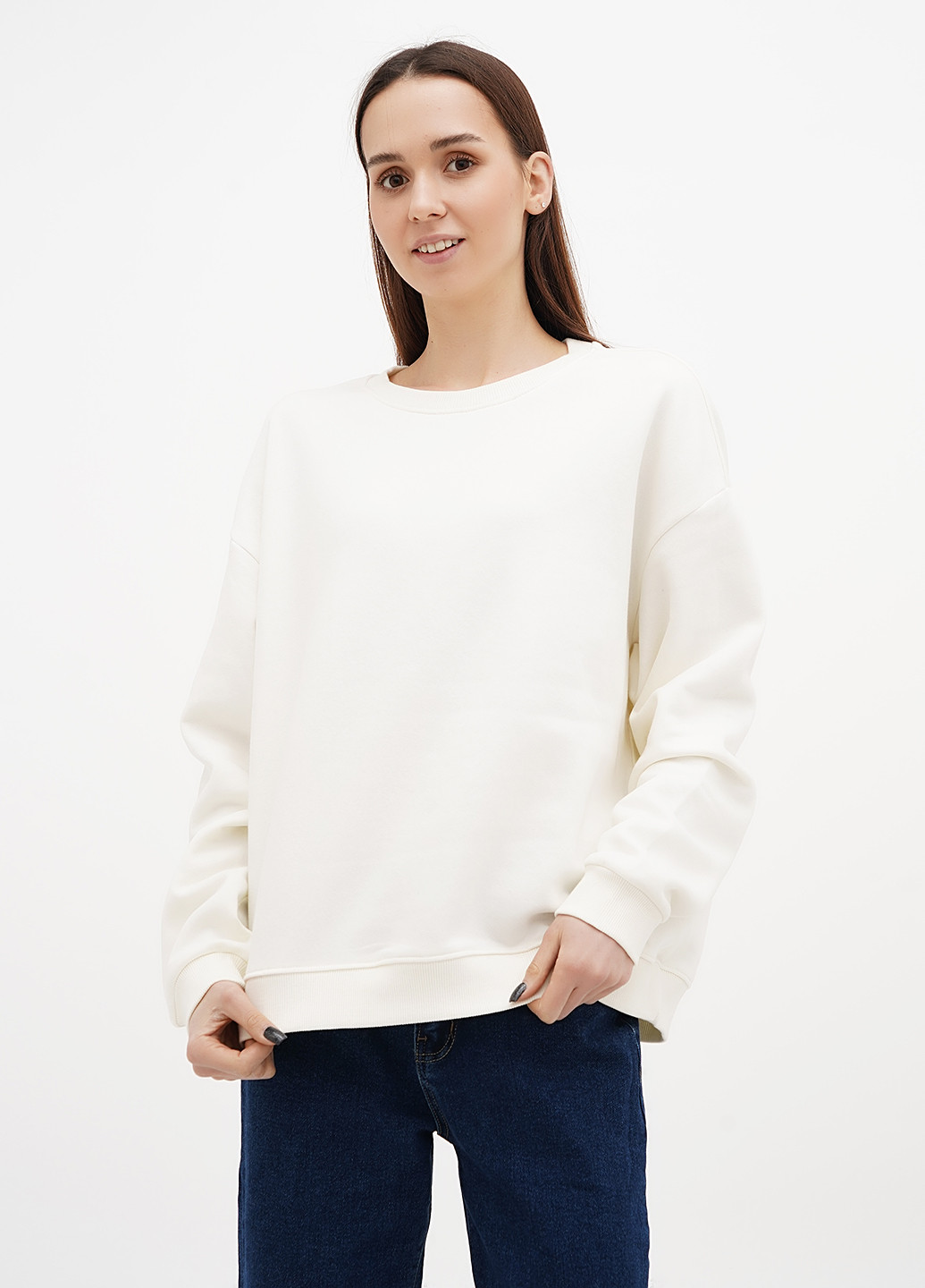 Кремовий світшот H&M однотонний без декору (317203455)