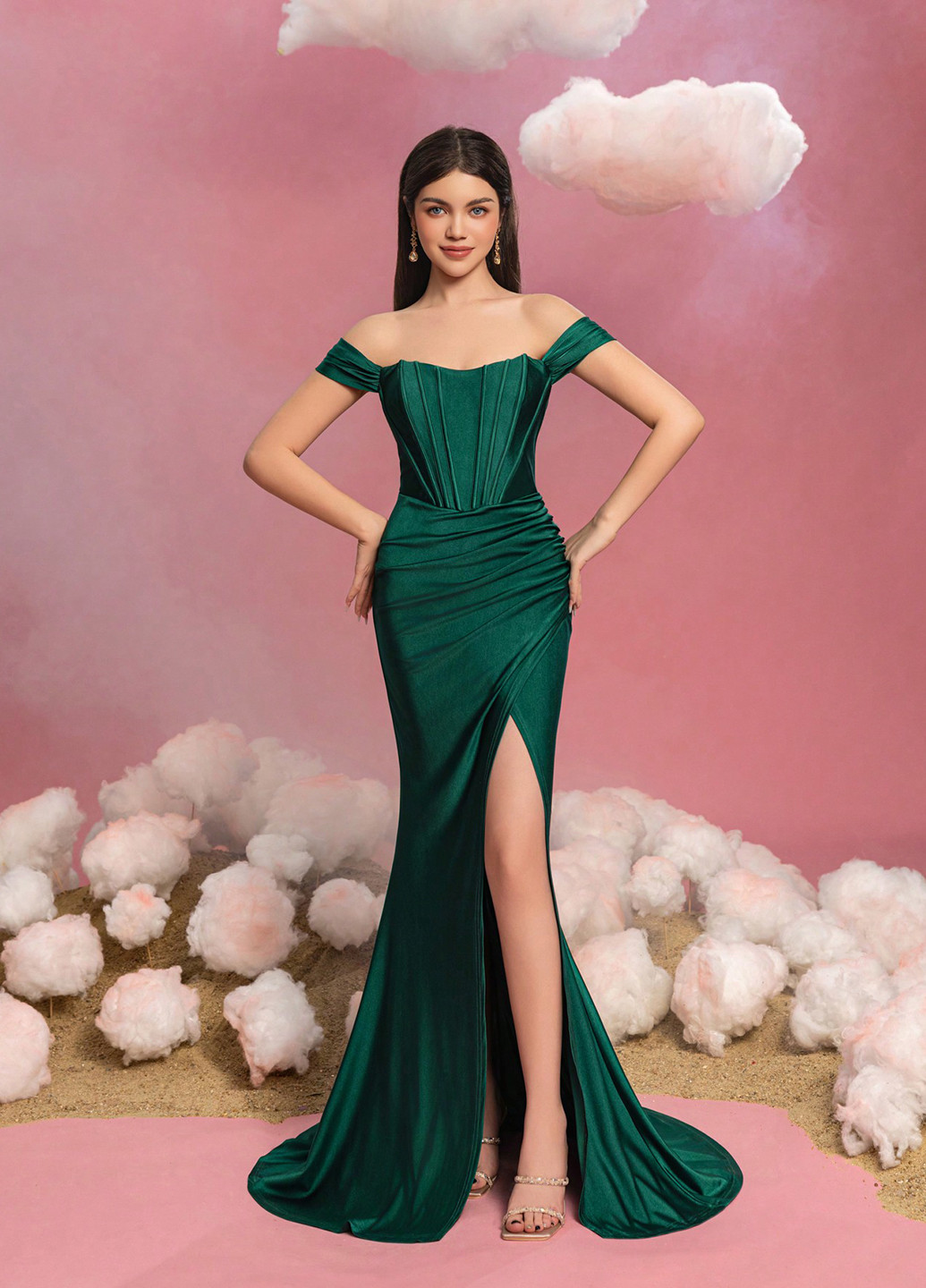 Темно-зелёное платье SHEIN (339052497)