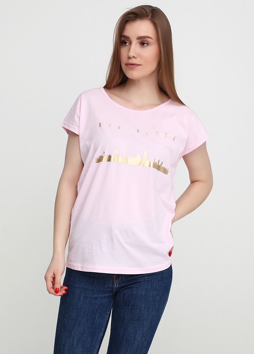 Розовая летняя футболка Moda Trend