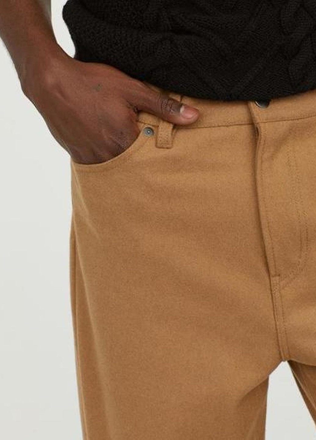 Бежевые кэжуал демисезонные укороченные брюки H&M