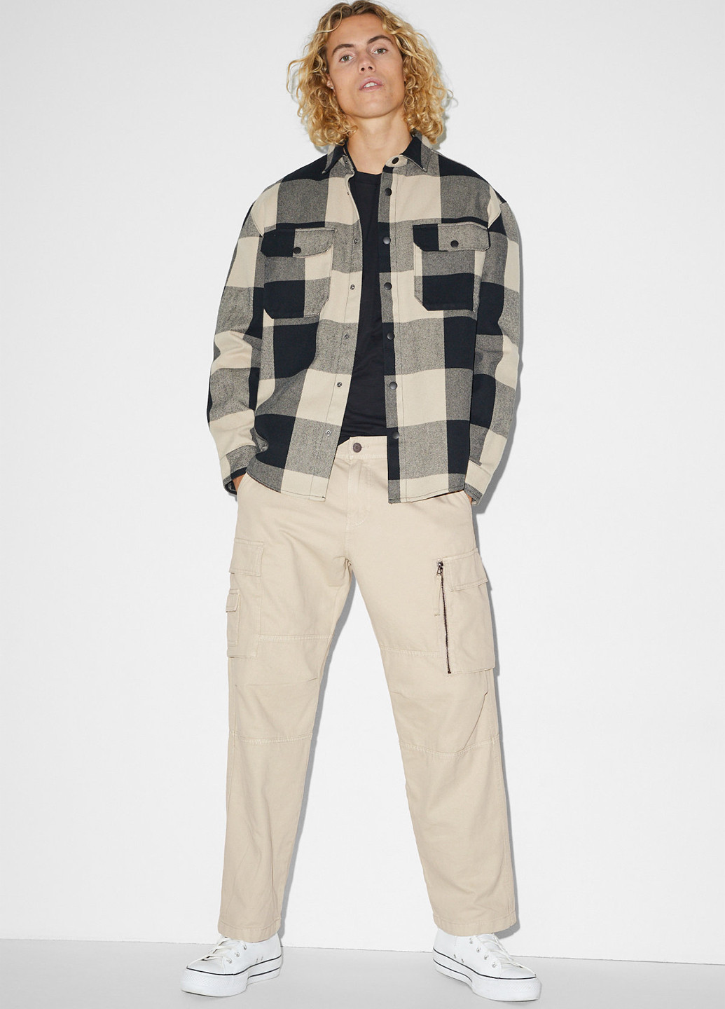 Бежевые кэжуал демисезонные карго брюки C&A