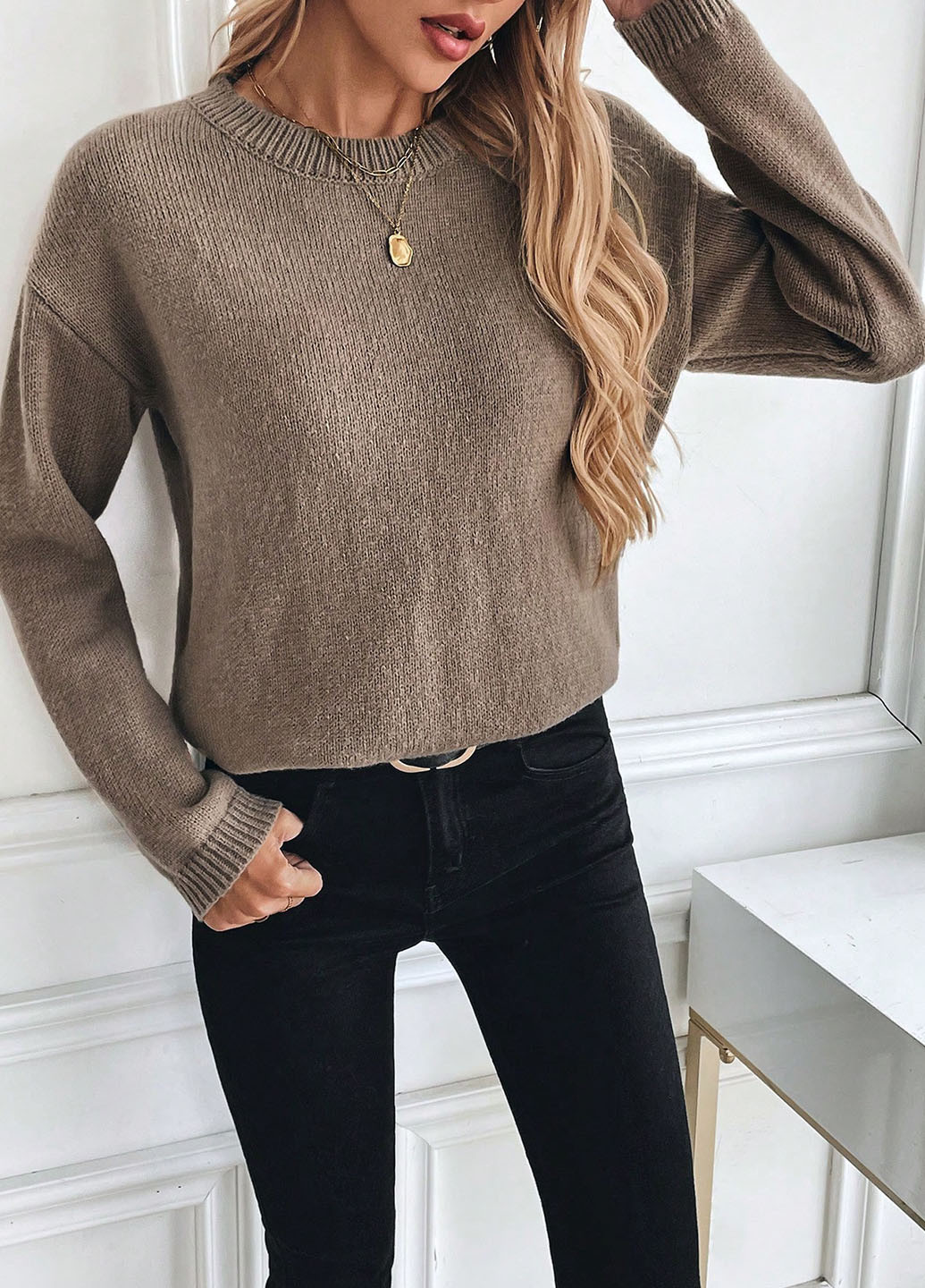 Песочный демисезонный джемпер джемпер SHEIN