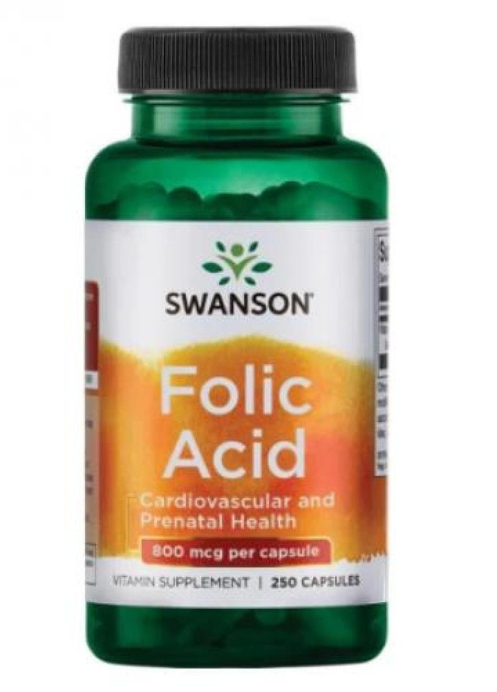 Фолиевая кислота Folic Acid 800 mcg 250 Caps Swanson (232599917)