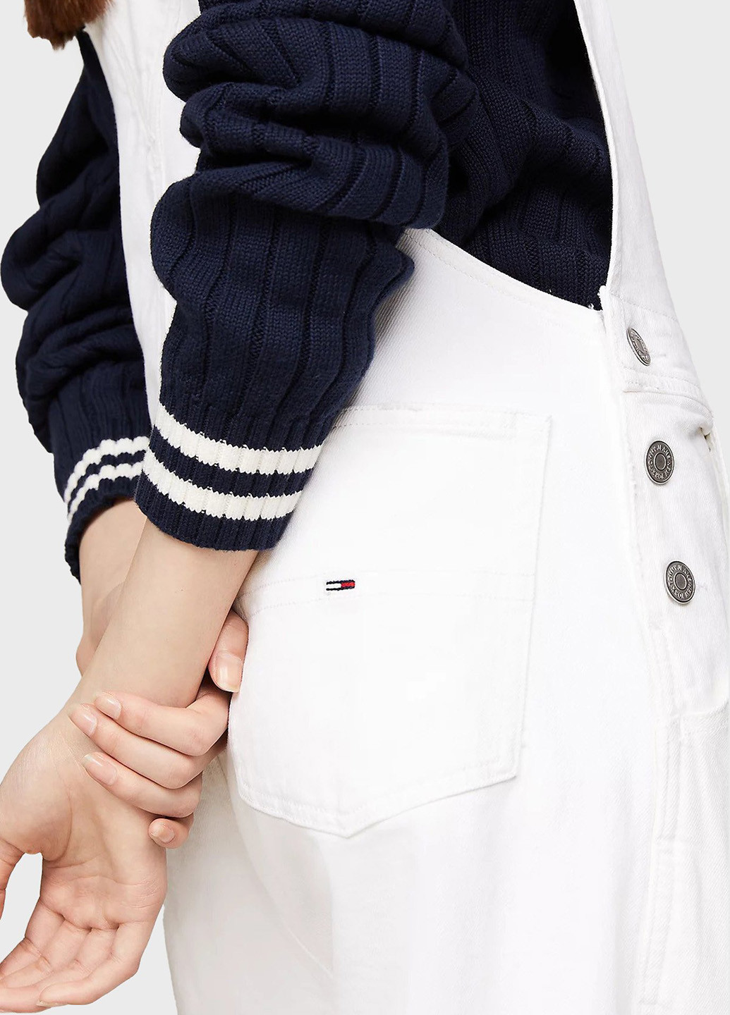Комбинезон Tommy Jeans комбинезон-брюки однотонный белый денил хлопок