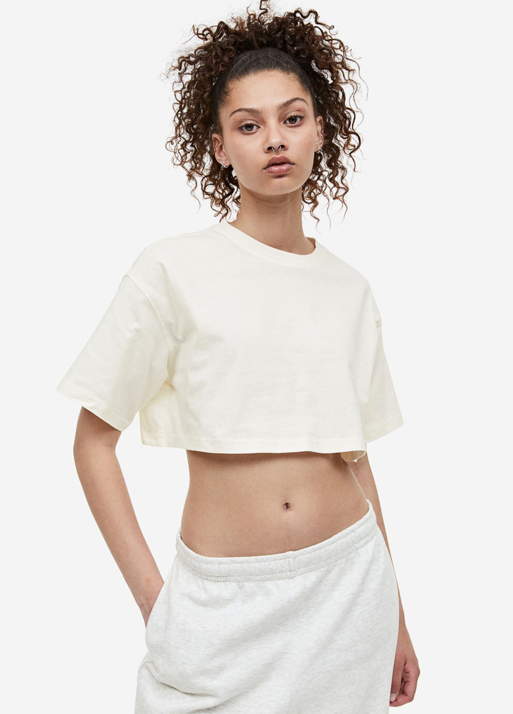 Кремова літня футболка H&M