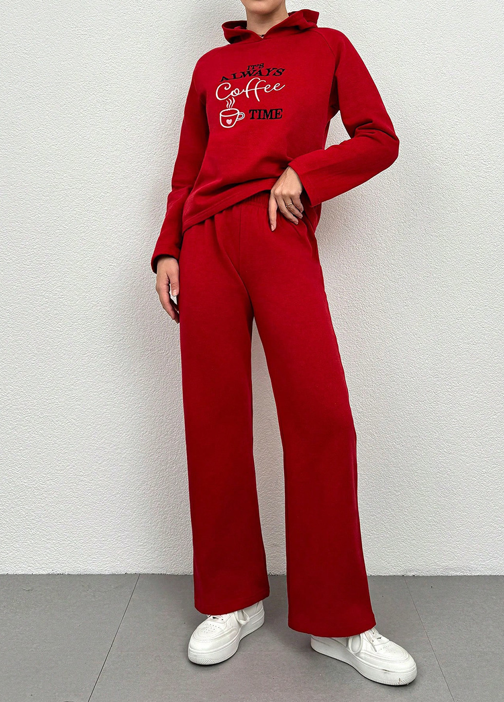 Вишневая всесезон пижама (реглан, брюки) реглан + брюки SHEIN