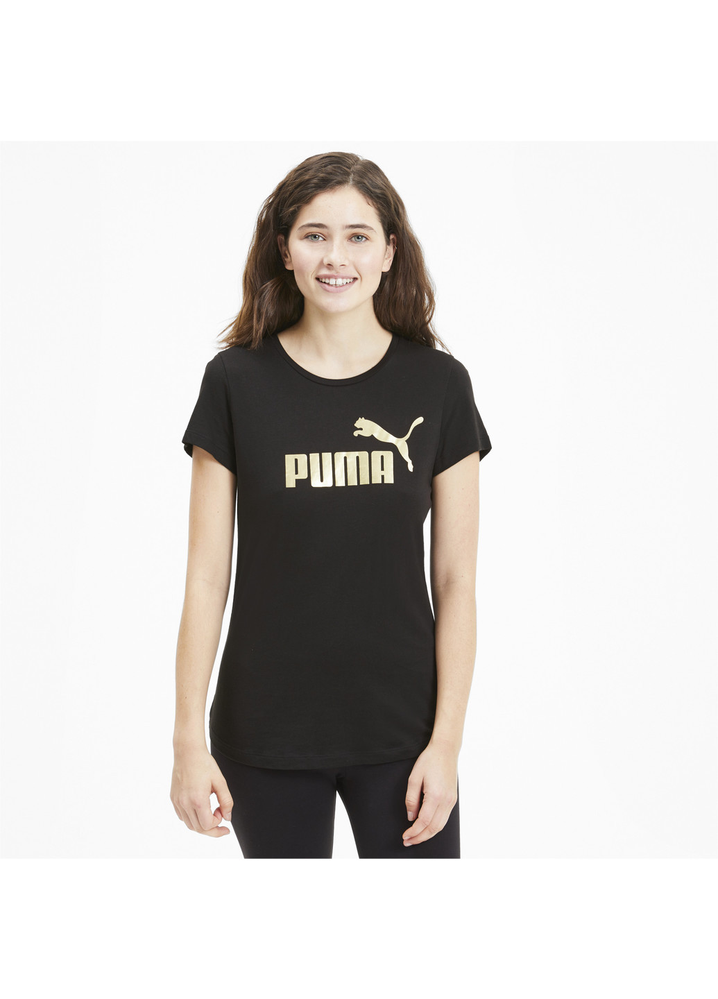 Чорна всесезон футболка ess+ metallic tee Puma