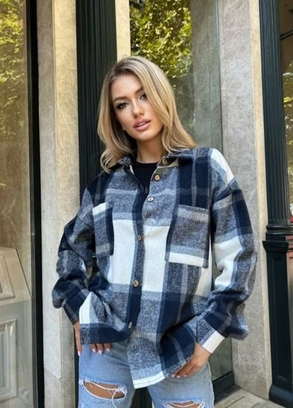 Темно-синяя кэжуал рубашка однотонная Moni&co