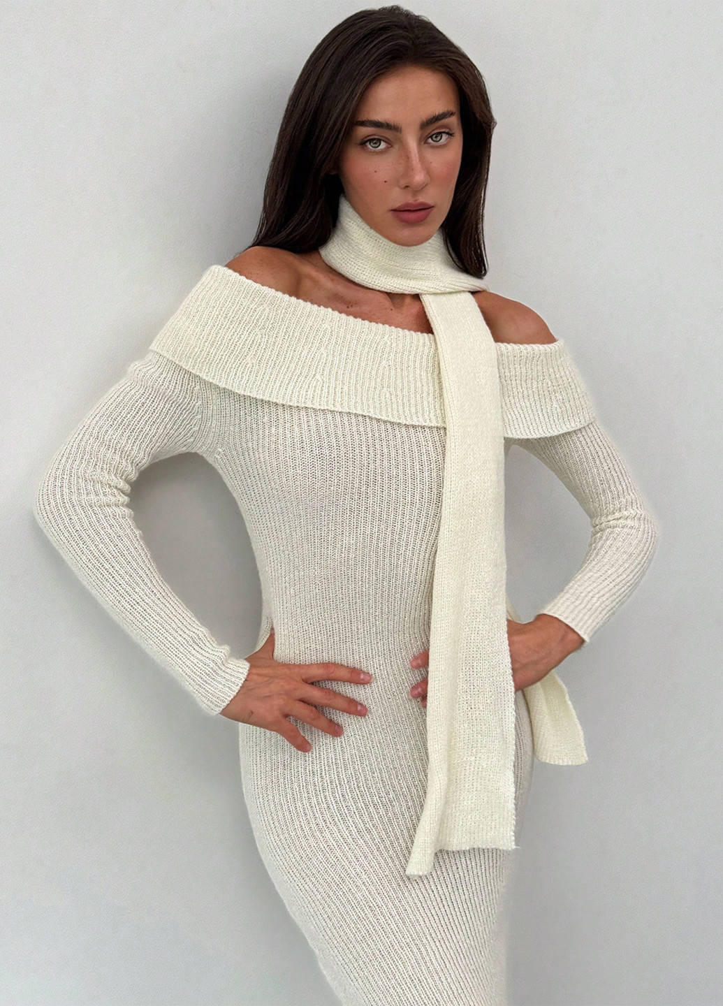 Білий кежуал сукня сукня светр SHEIN однотонна