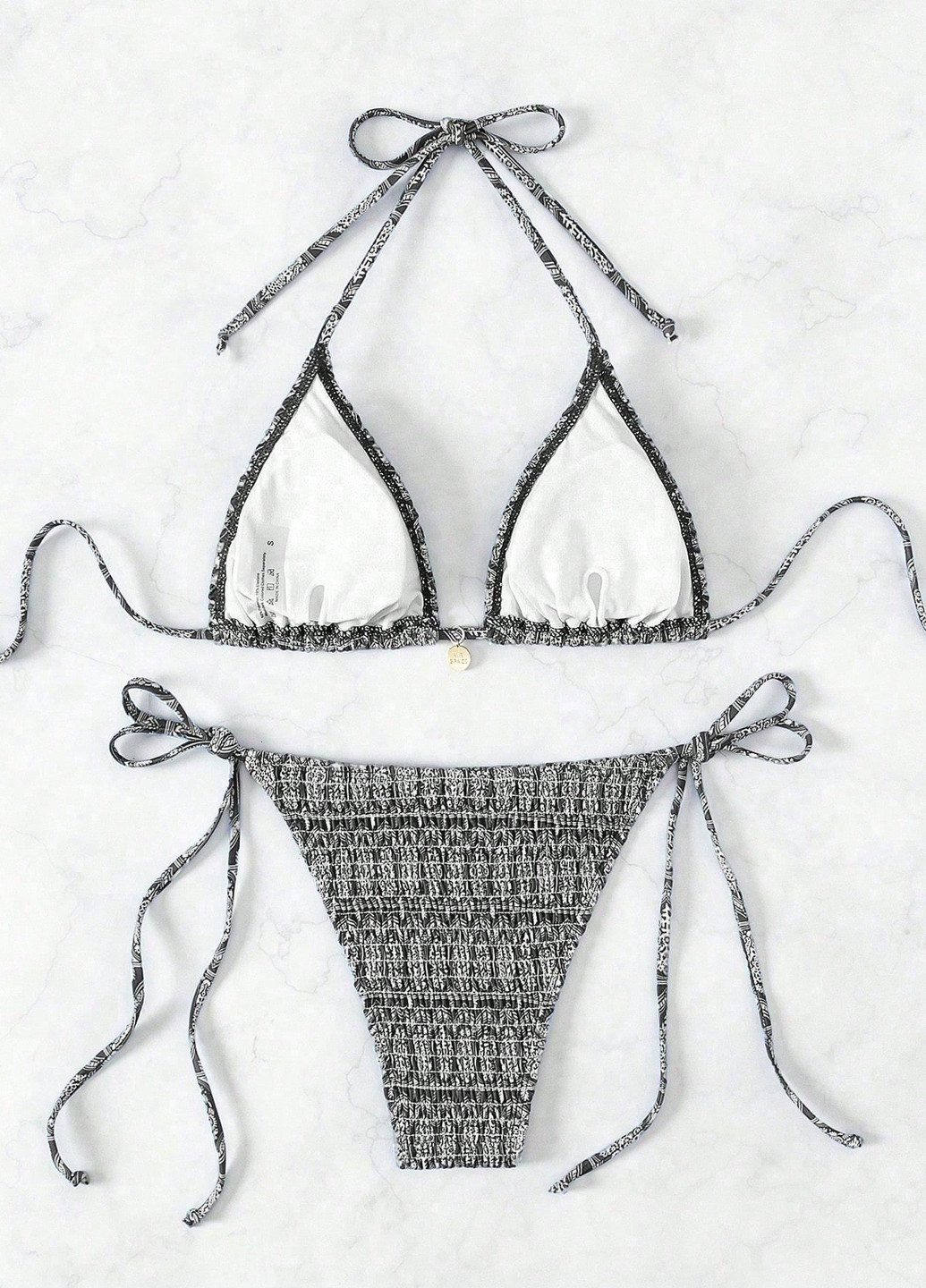 Черно-белый летний купальник (лиф, трусики) раздельный SHEIN