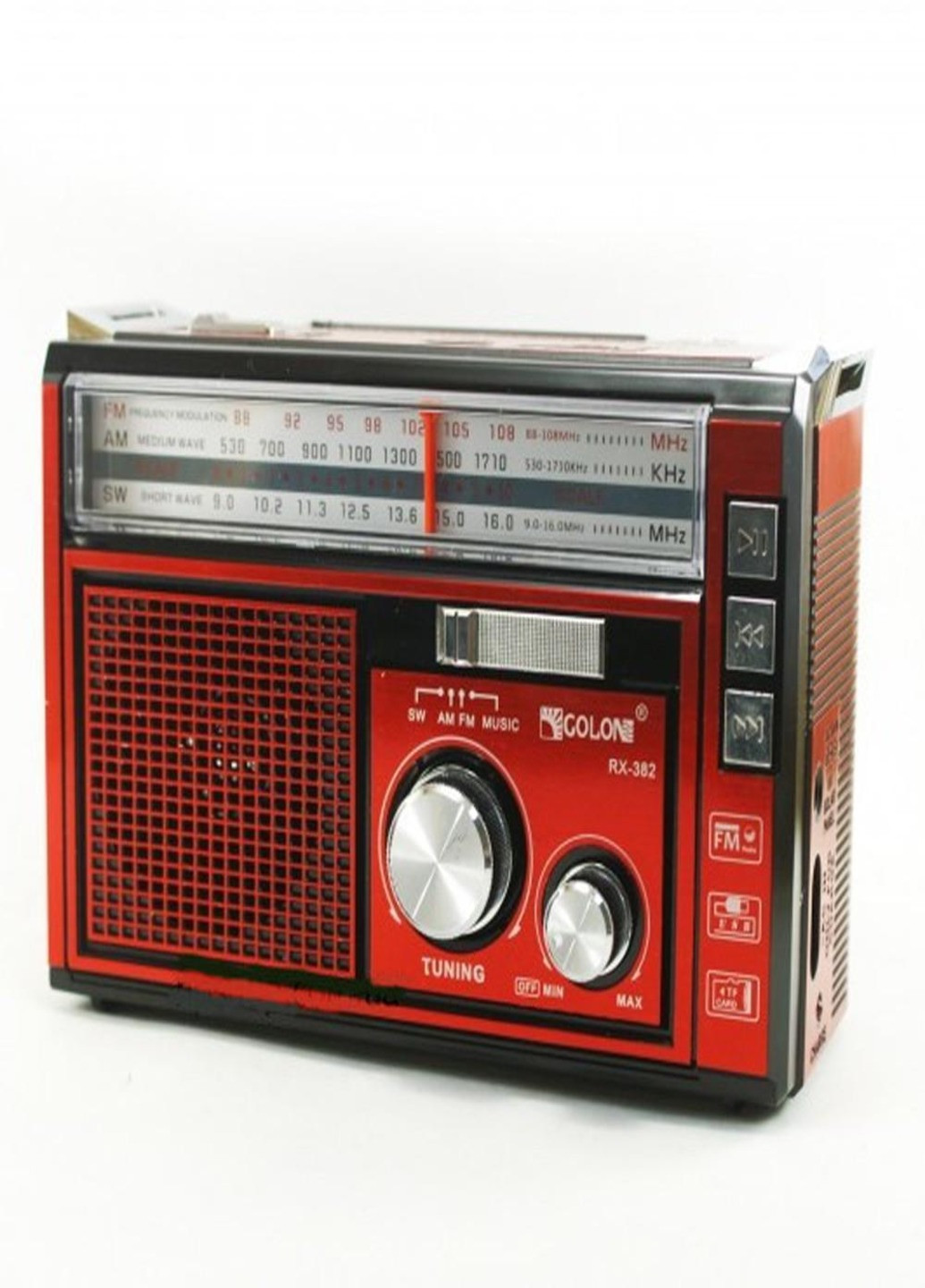 Радіоприймач USB/SD Golon RX-382 радіо з MP3 та LED ліхтариком Червоний Art (255679195)