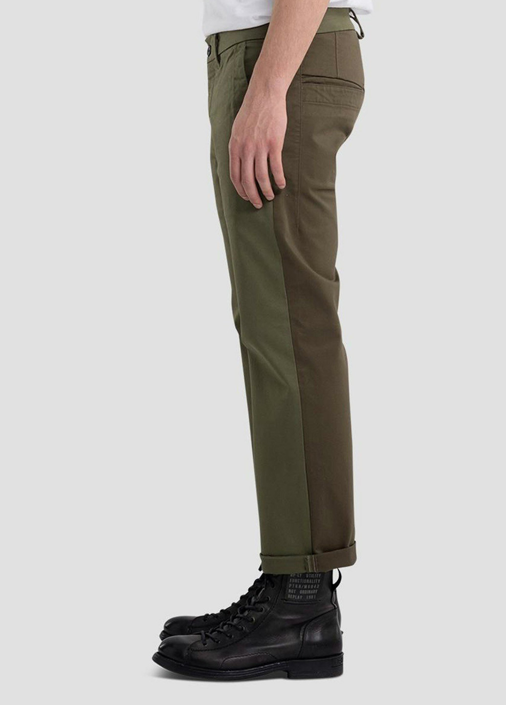 Оливковые кэжуал демисезонные укороченные брюки Replay