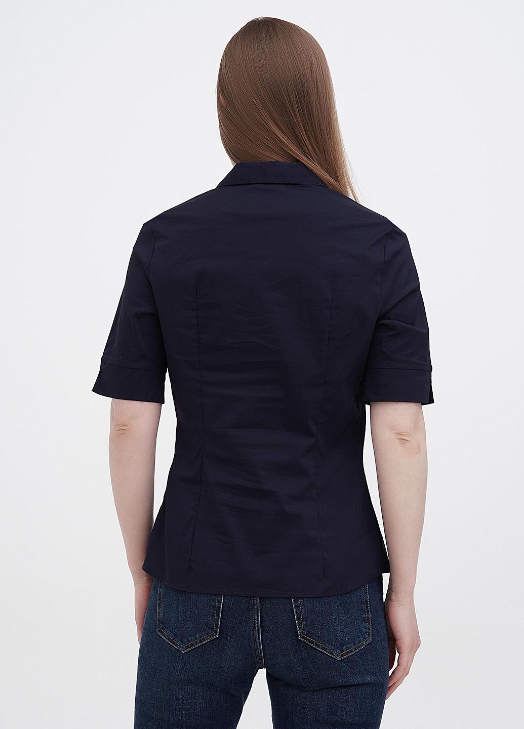 Темно-синяя кэжуал рубашка однотонная Orsay