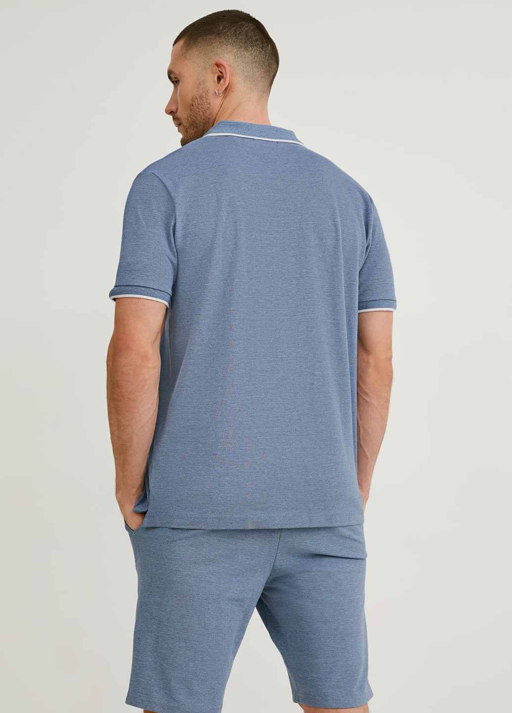 Серо-синяя футболка-поло для мужчин C&A меланжевая