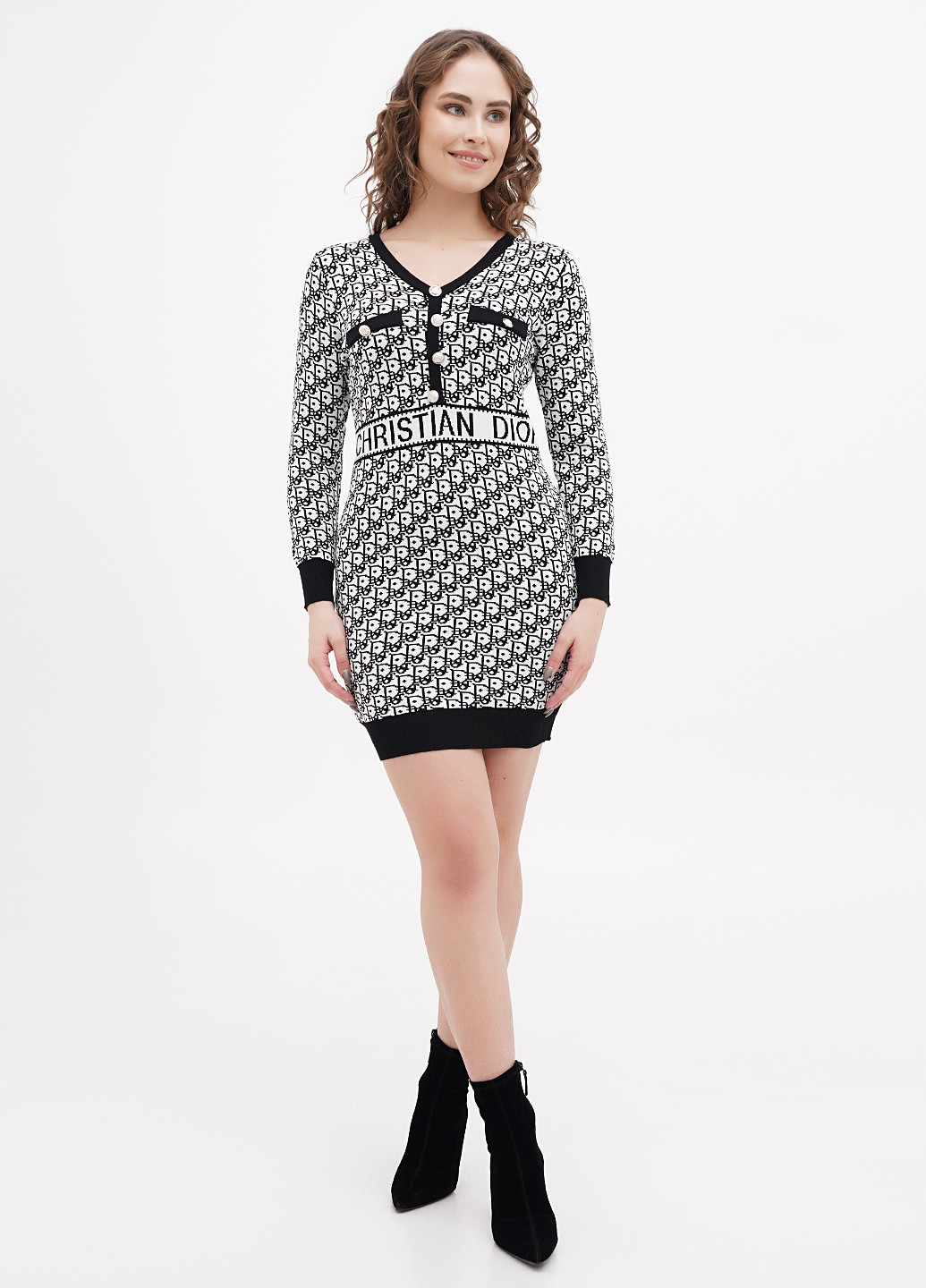 Чорно-білий кежуал сукня силуетна Rosa Shock з написами