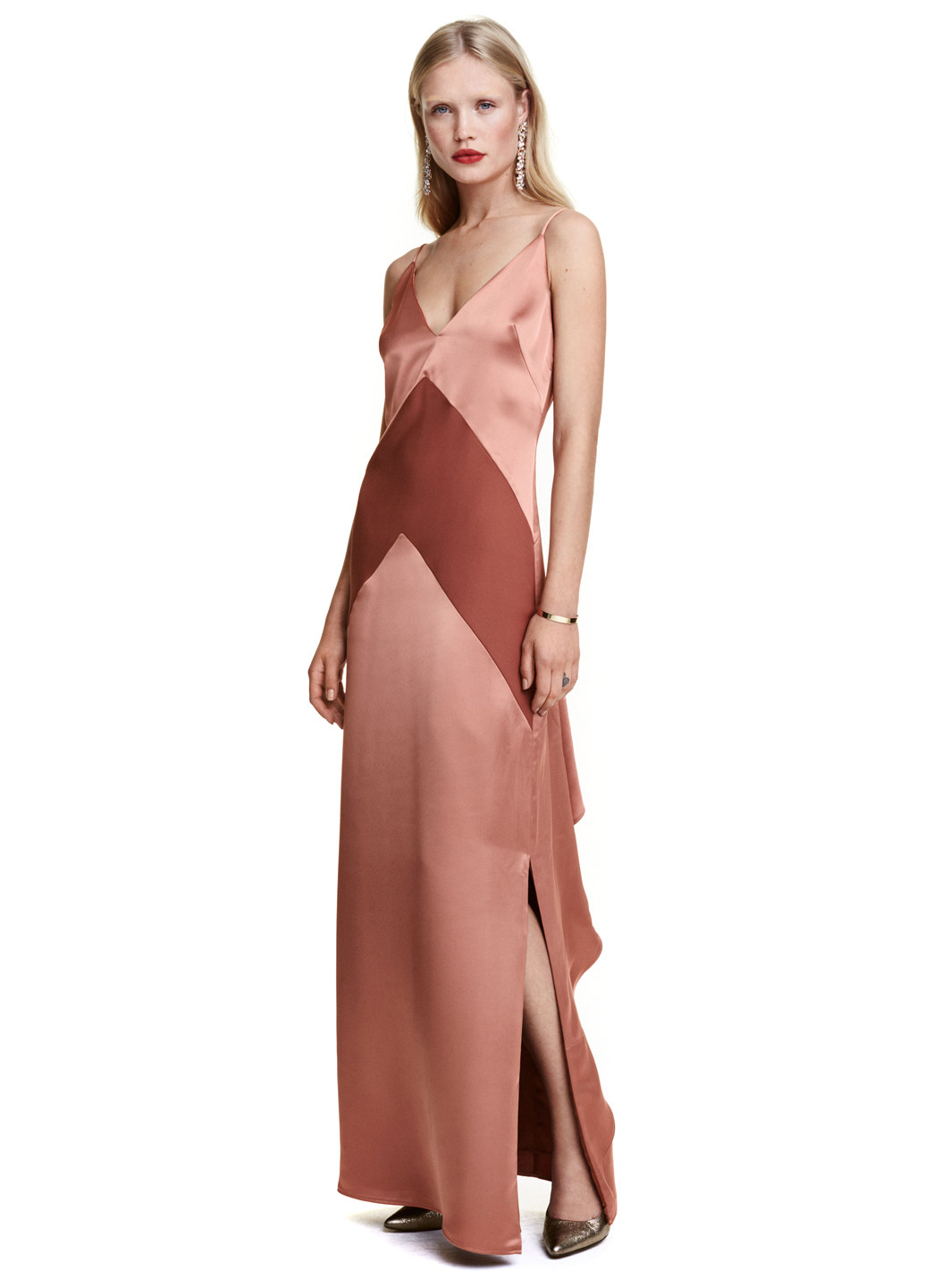 Коричневое коктейльное платье с открытой спиной H&M однотонное