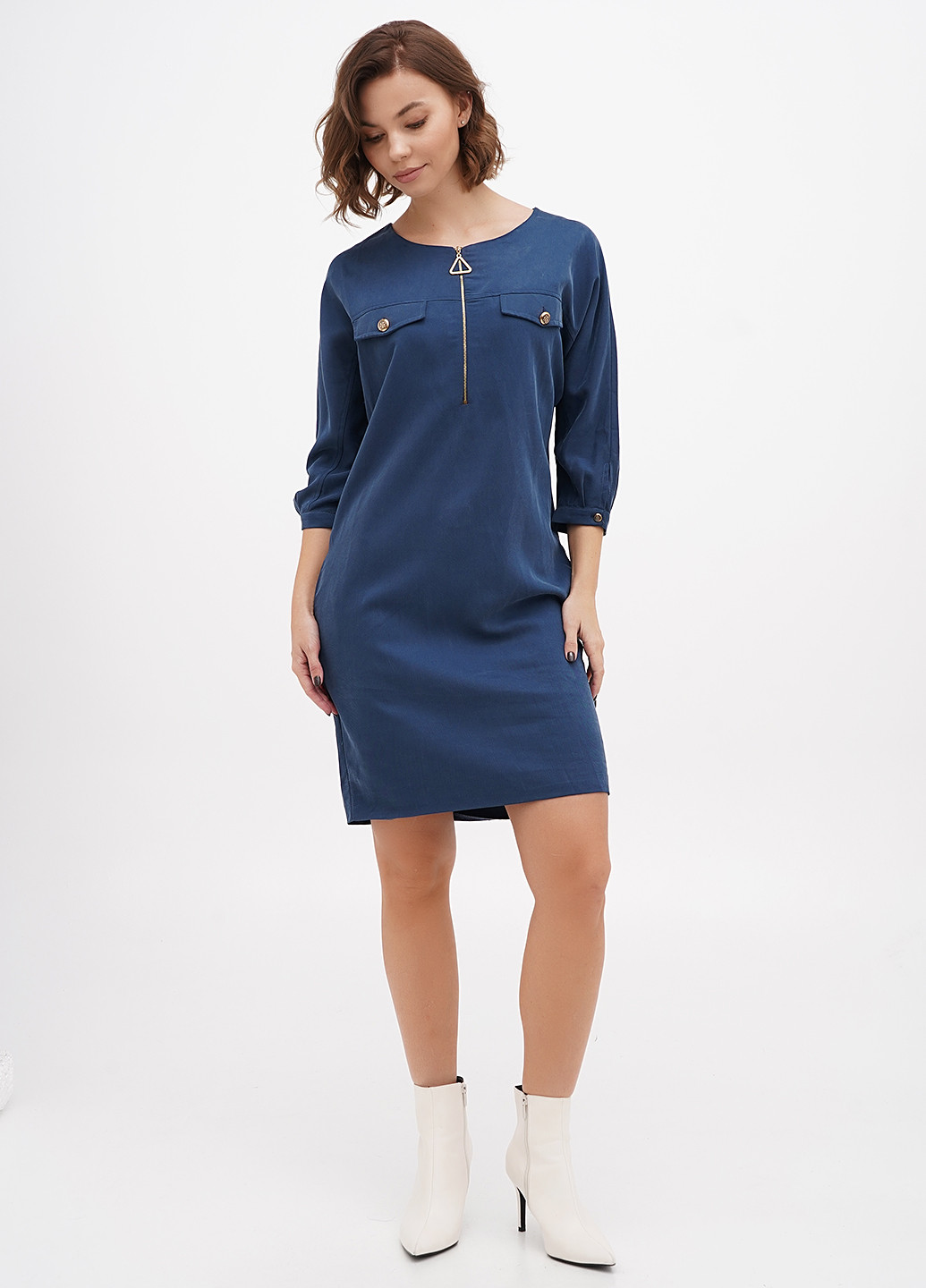 Сіро-синя кежуал сукня Sassofono однотонна