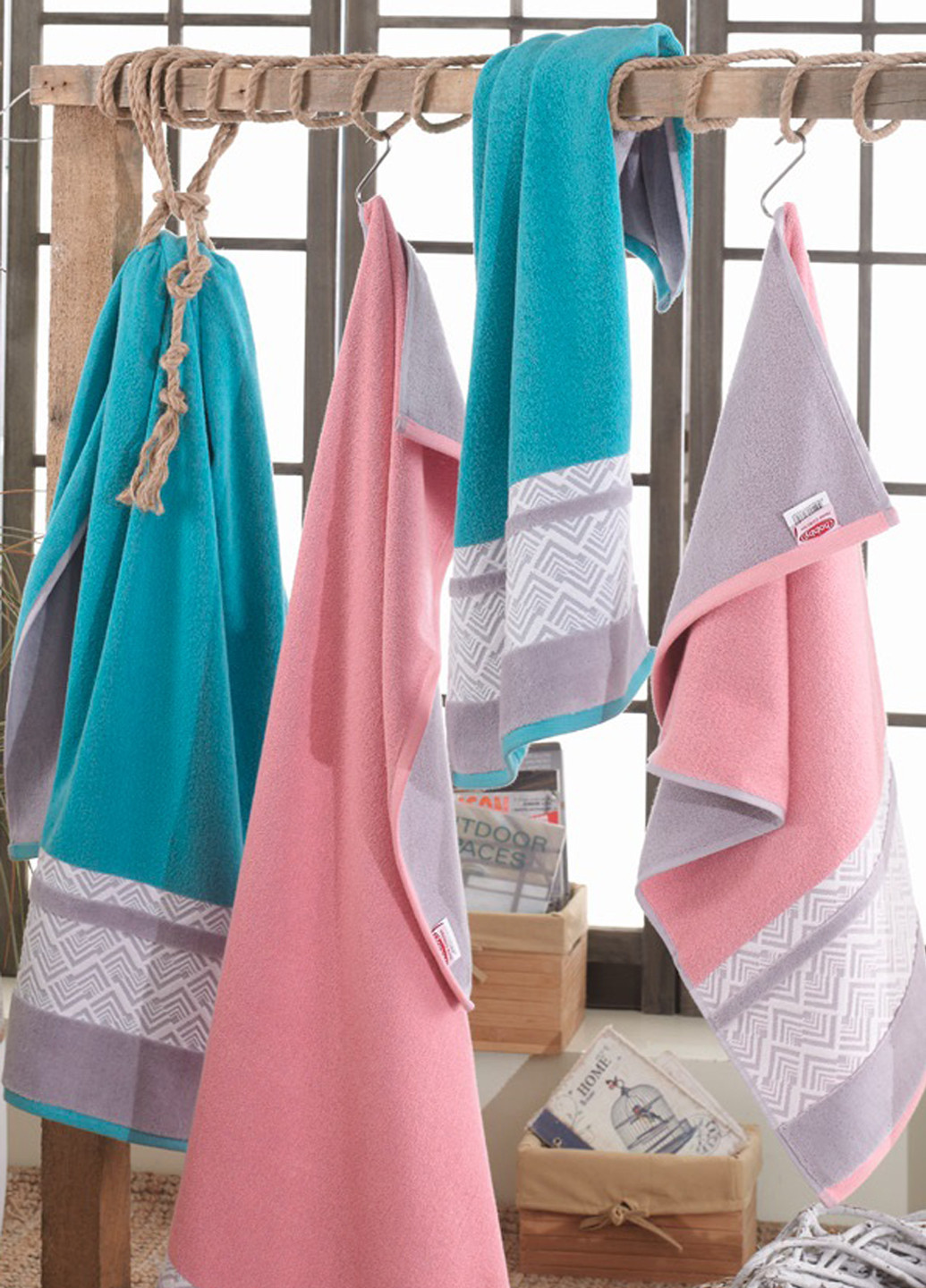 Hobby полотенце, 70х140 см орнамент аквамарин производство - Турция