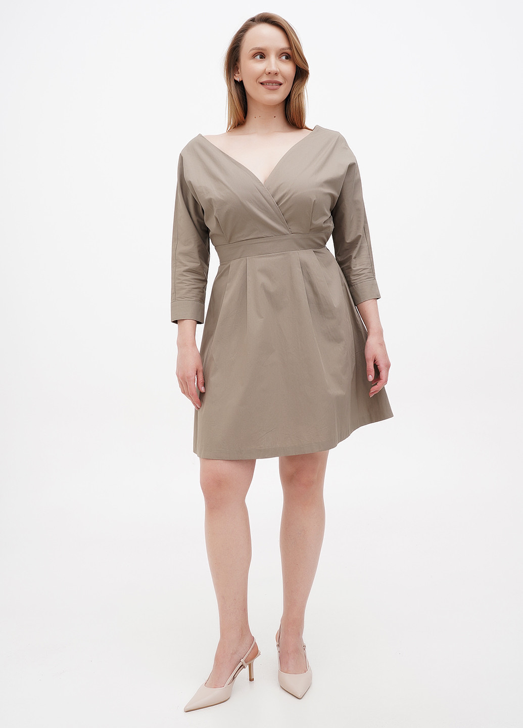 Сіро-зелена кежуал сукня Sassofono Club однотонна