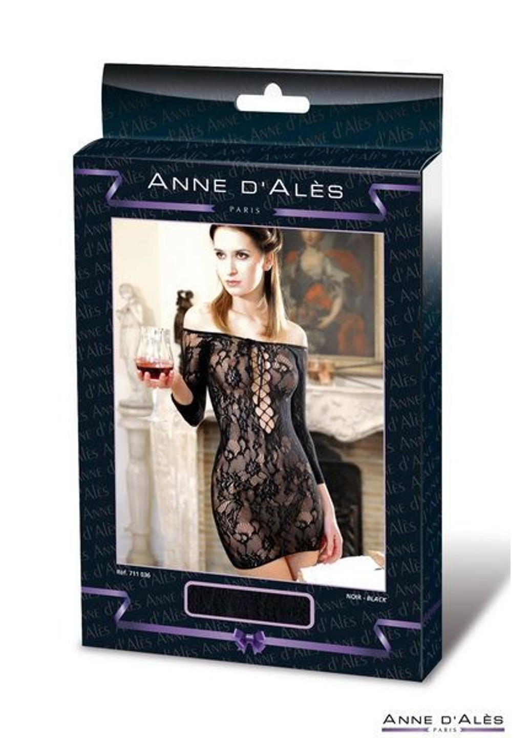 Платье-сетка с декольте FETISH DINNER Black XL, спущенное плечо Anne De Ales (255690795)