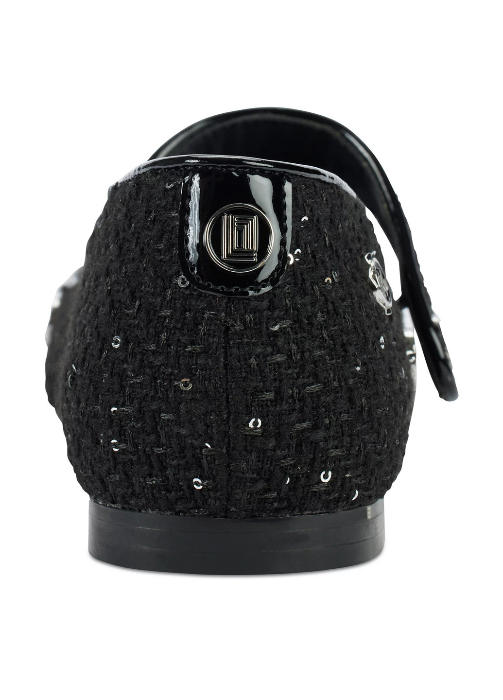 Жіночі балетки Karl Lagerfeld | чорні однотонні паєтки, логотип текстиль (335265463)