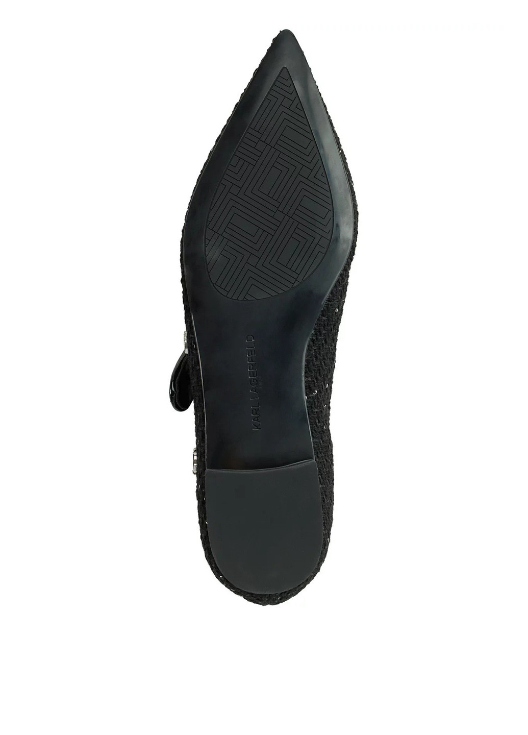 Жіночі балетки Karl Lagerfeld | чорні однотонні паєтки, логотип текстиль (335265463)