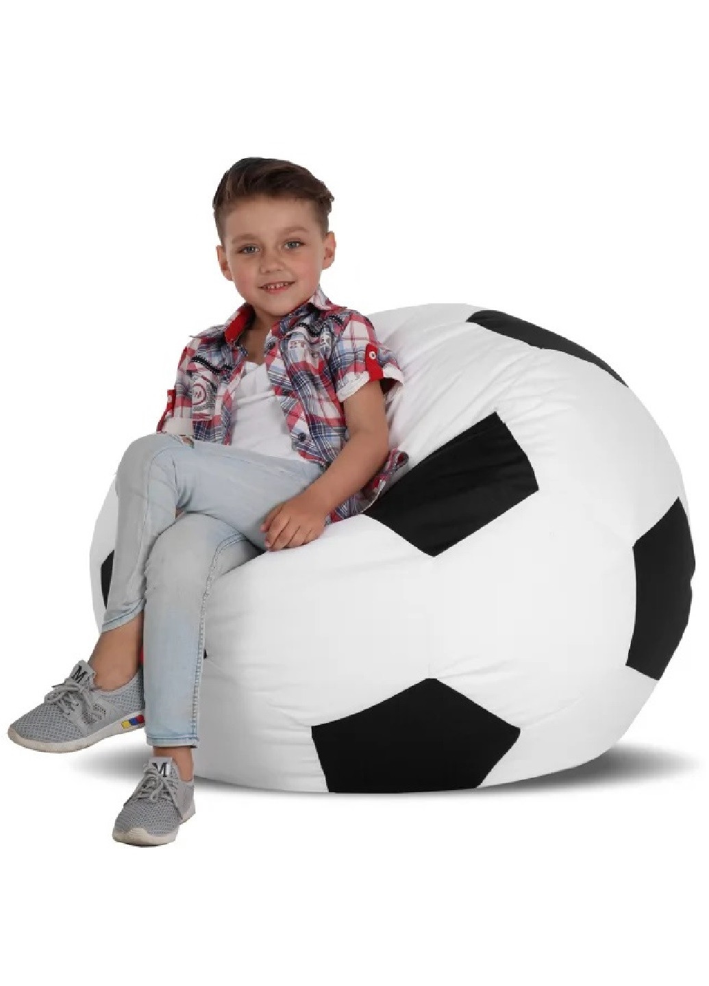 Бескаркасное кресло мешок мяч футбольный 100х100 см (31222-Нов) Белый с черным Francesco Marconi (251109426)