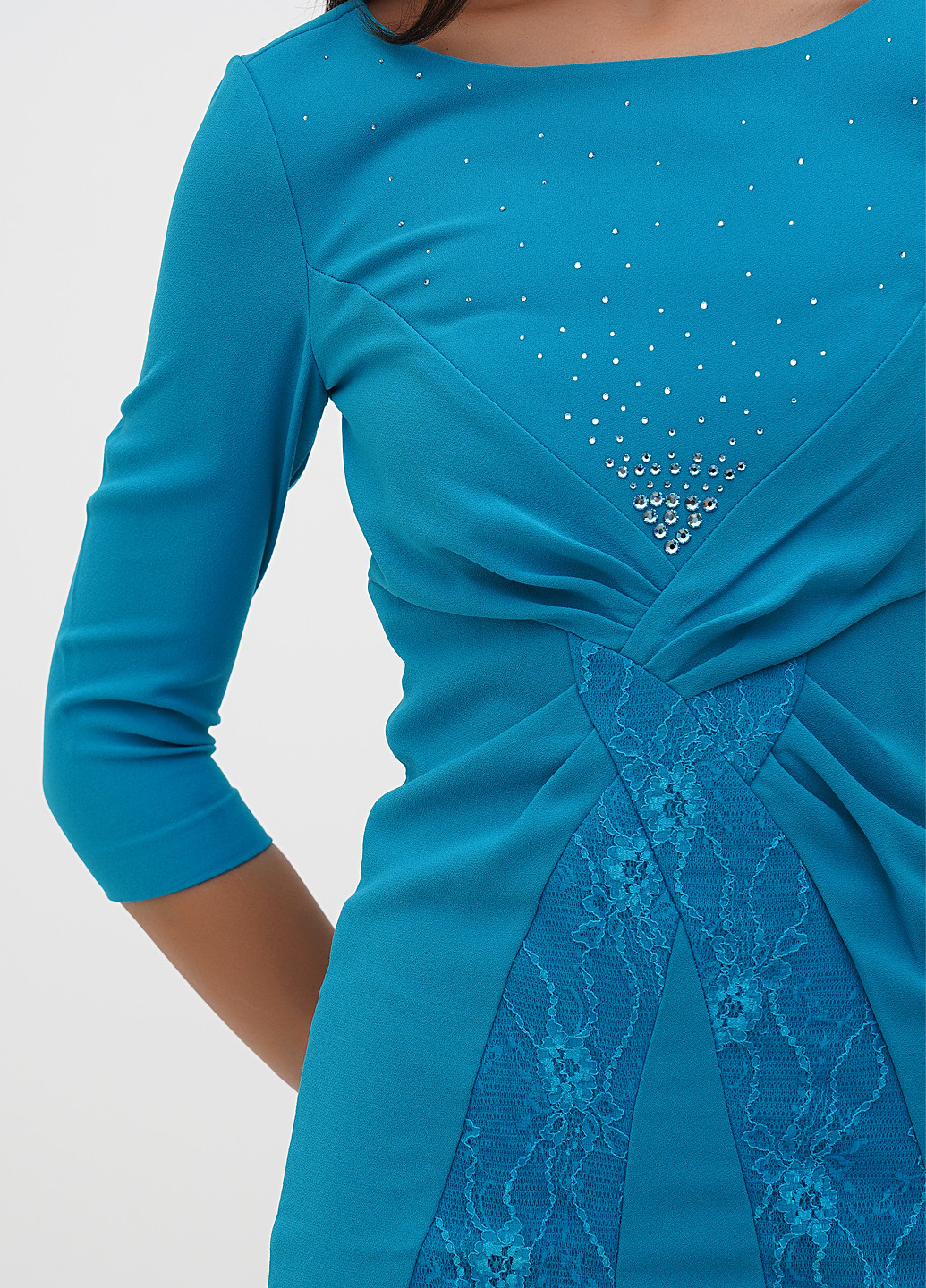 Бірюзова кежуал сукня силуетна Sassofono однотонна