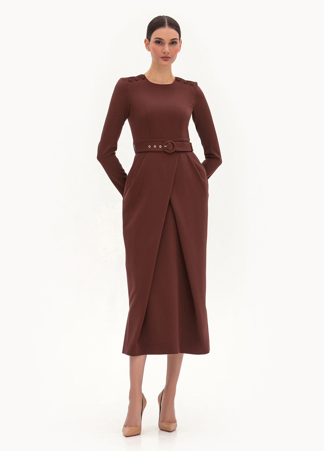 Темно-бежева кежуал сукня футляр BGL однотонна