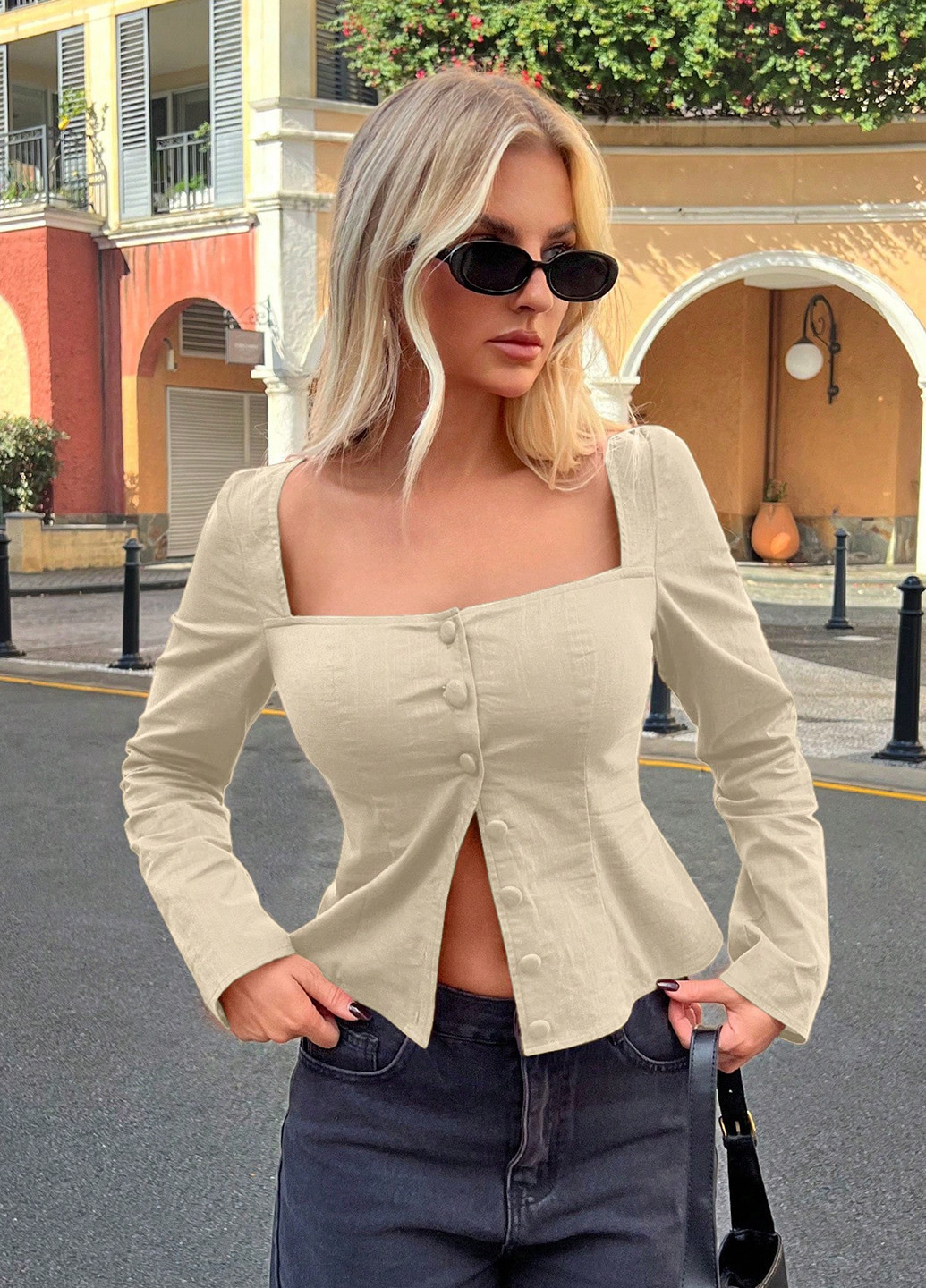 Бежевая блуза SHEIN