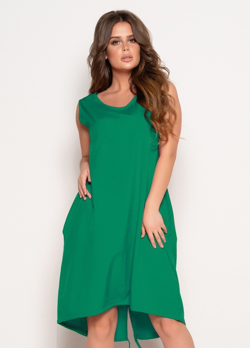 Зеленое повседневный платье женское а-силуэт ISSA PLUS однотонное