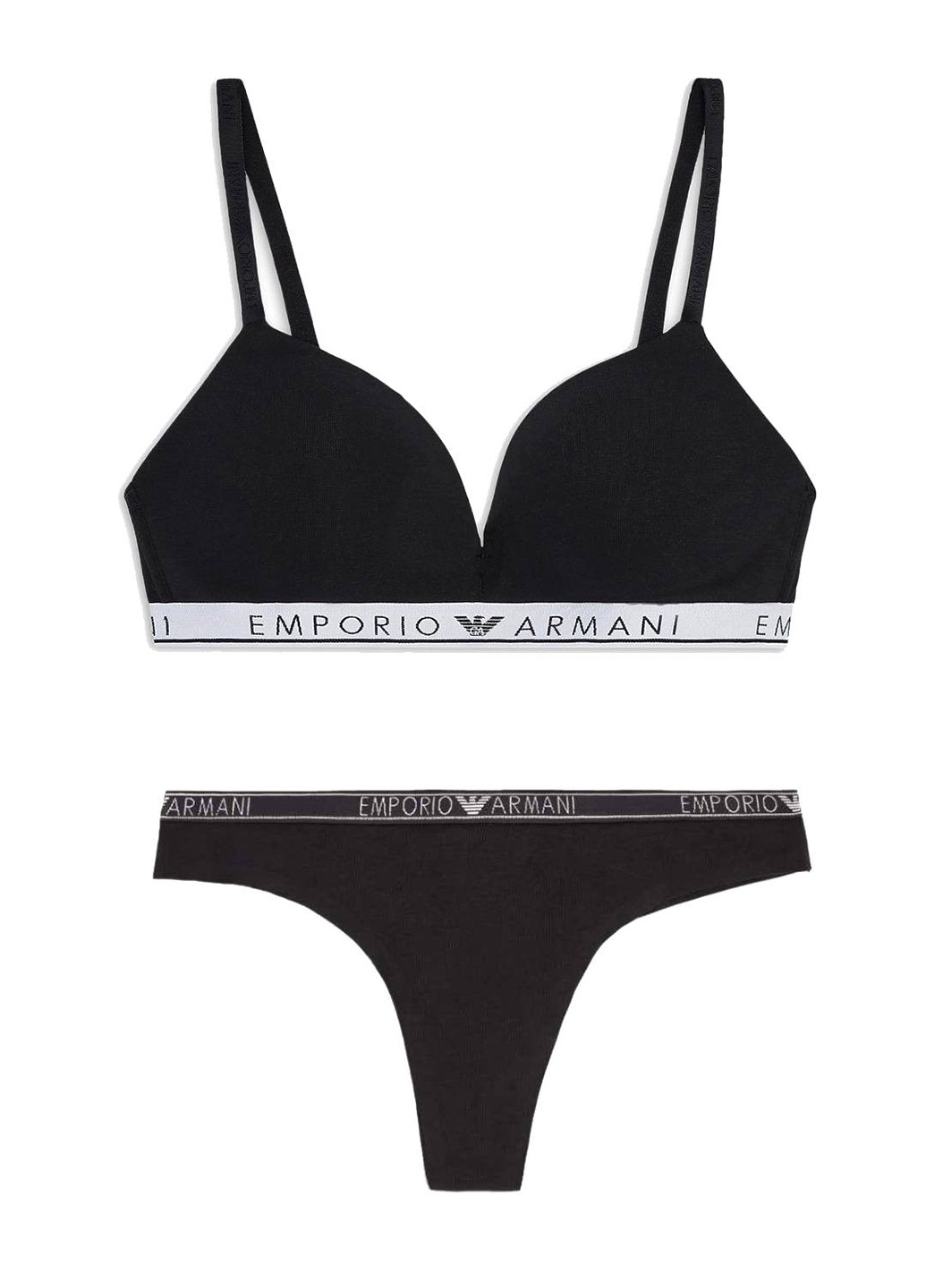 Чорний демісезонний комплект (бюстгальтер, трусики) Emporio Armani