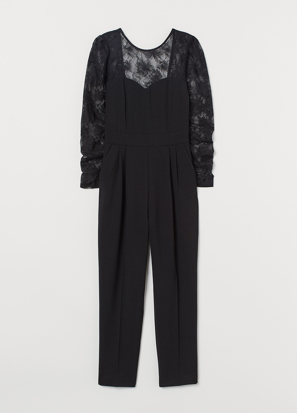 Комбинезон H&M комбинезон-брюки однотонный чёрный коктейльный, вечерний, кэжуал полиэстер
