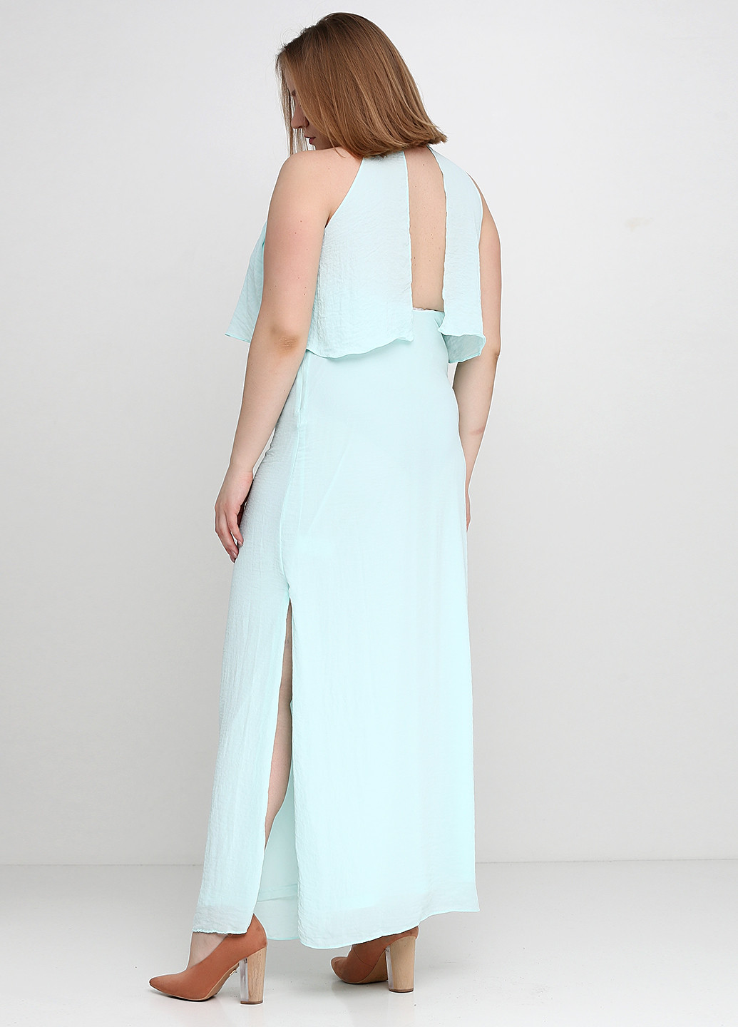 М'ятна вечірня сукня з відкритою спиною H&M однотонна
