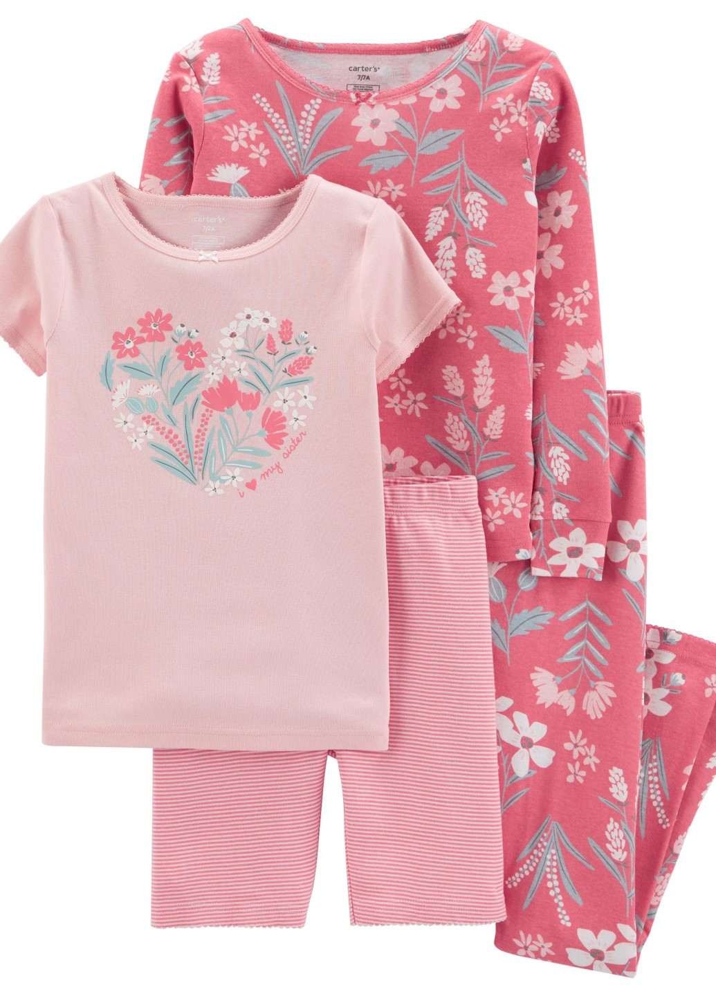 Розовая всесезон пижама для девочки carters футболка + шорты Carter's