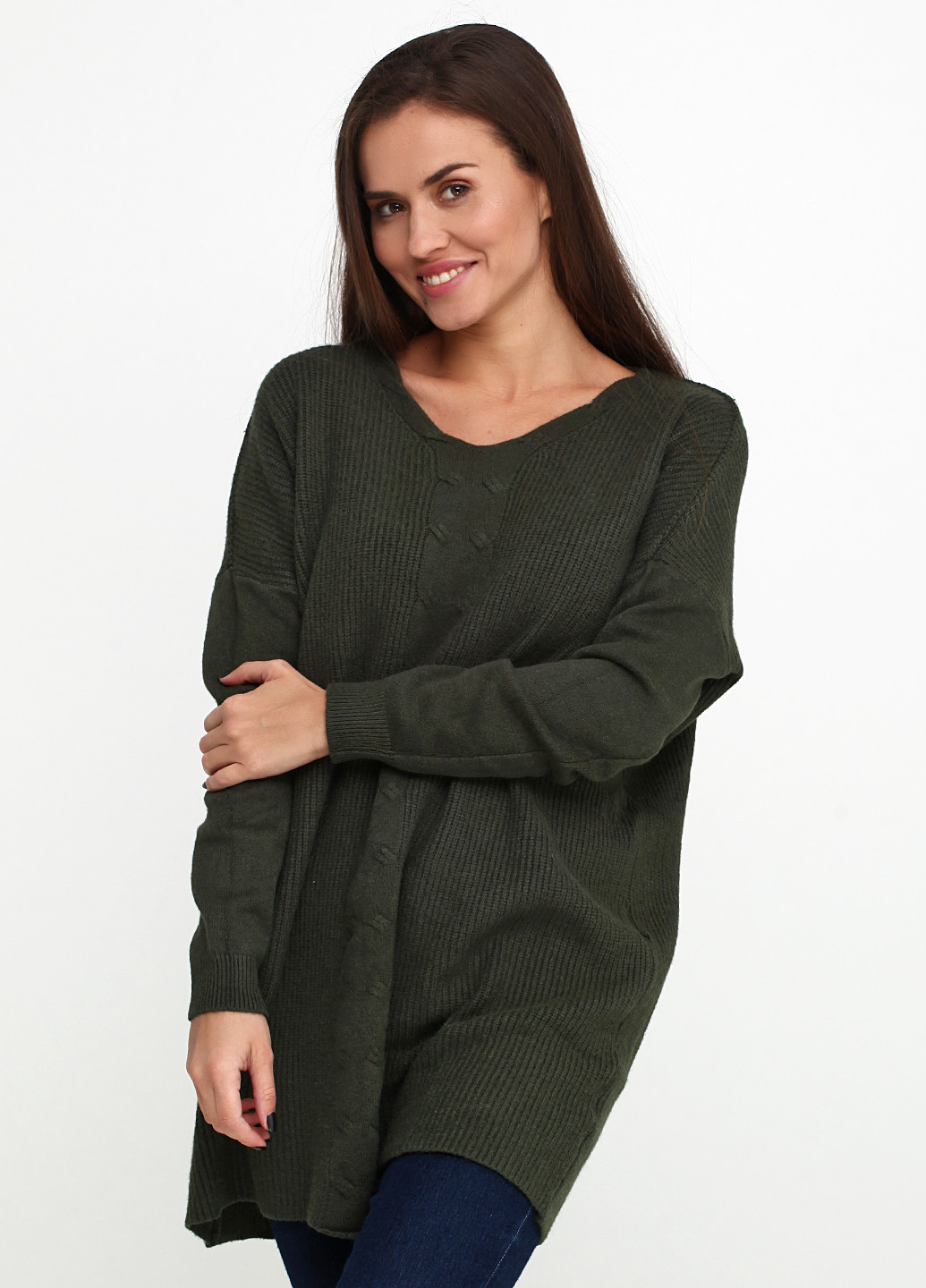 Оливковый (хаки) демисезонный пуловер пуловер Amo & Roma