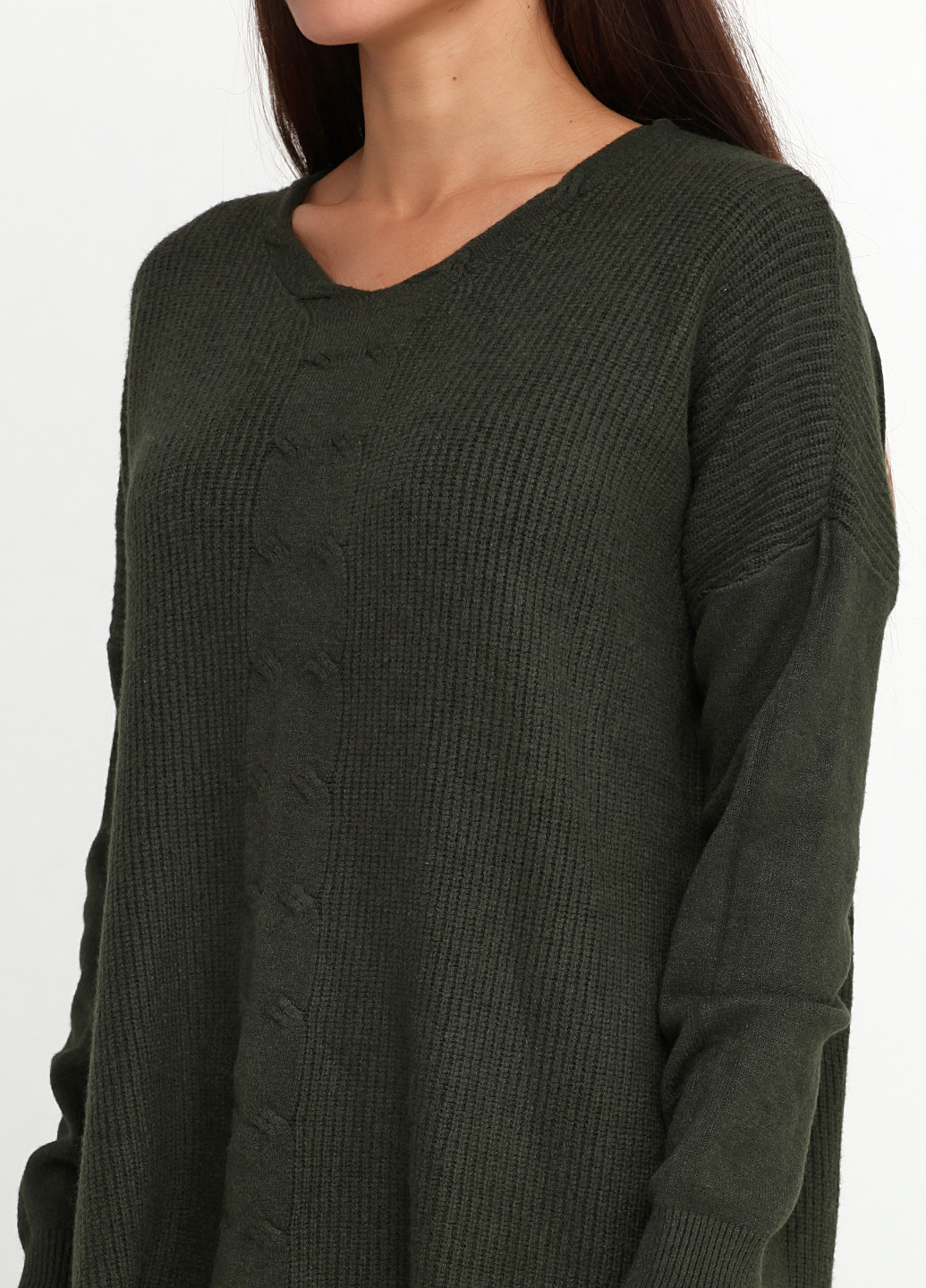 Оливковый (хаки) демисезонный пуловер пуловер Amo & Roma