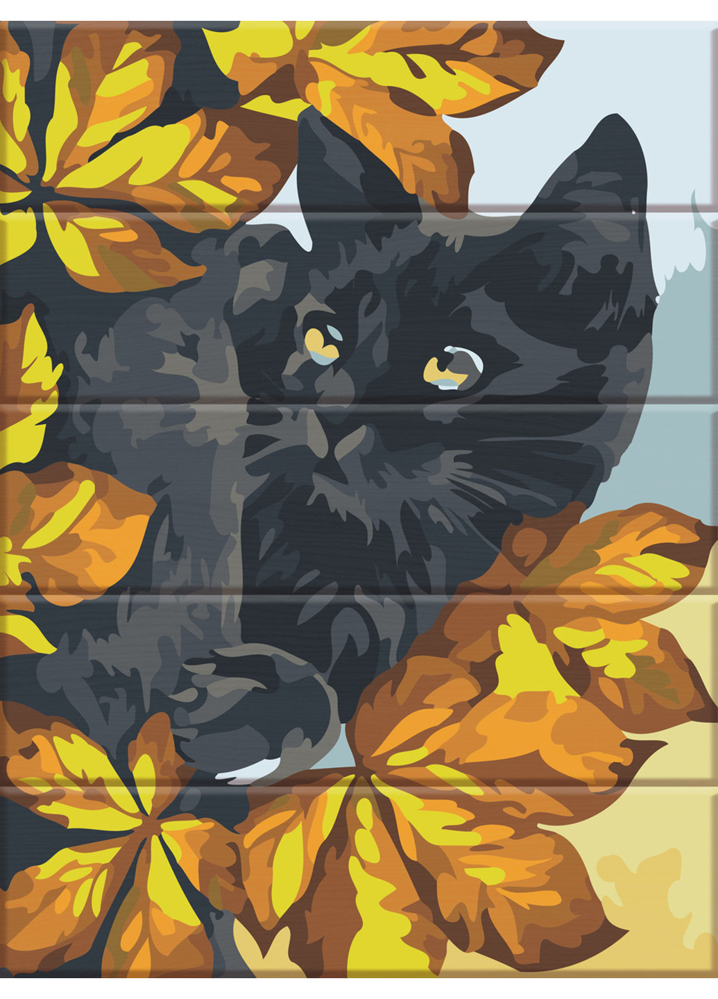 Картина за номерами на дереві "Чорний кіт" 30х40 см ArtStory (252132545)