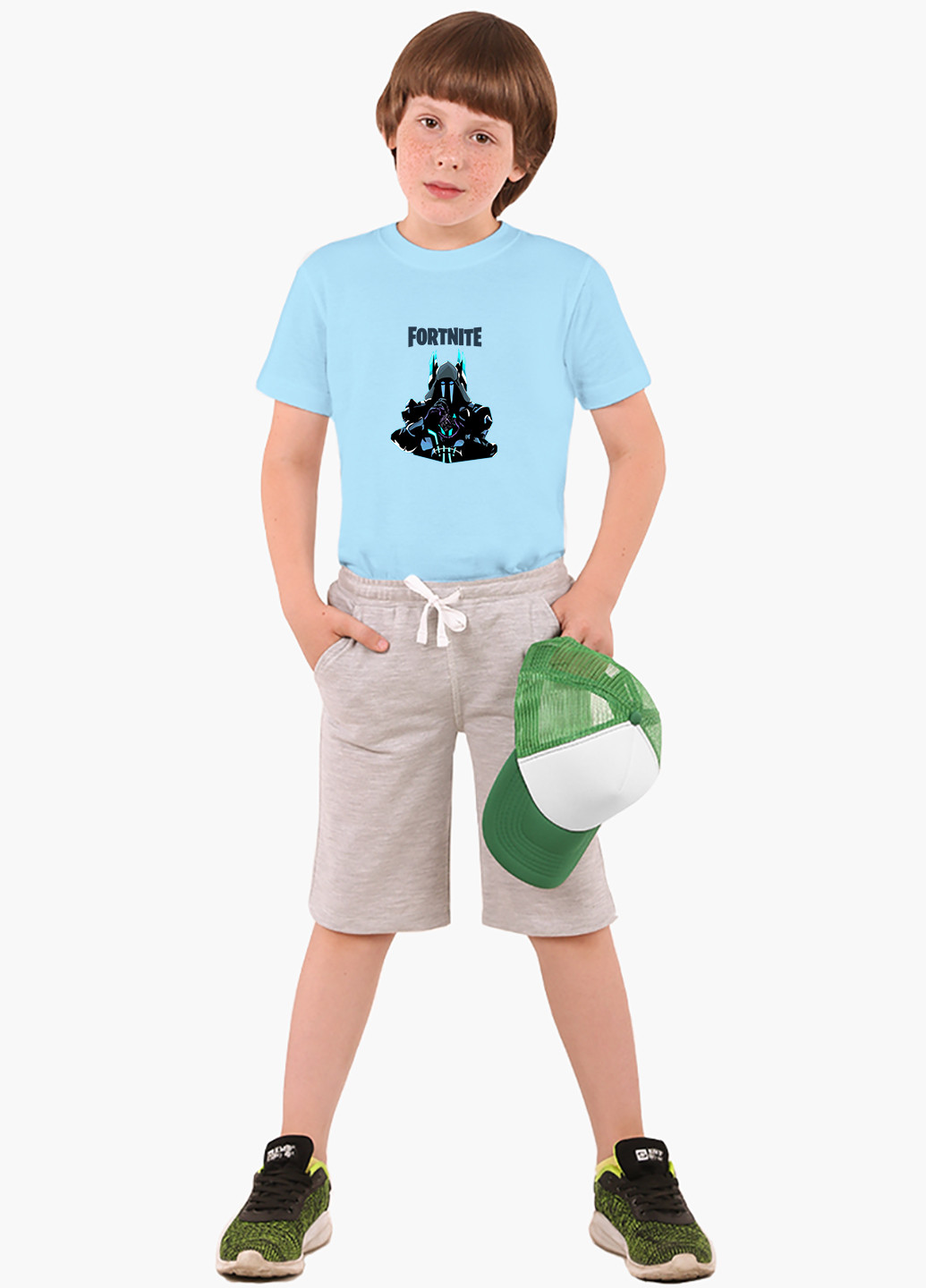 Блакитна демісезонна футболка дитяча фортнайт (fortnite) (9224-1195) MobiPrint