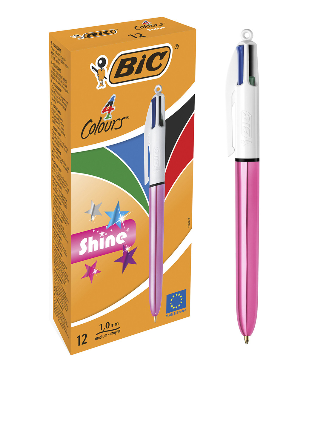 Набір ручок 4 Colours Shine Pink 1 мм, (12 шт.) Bic (249565385)