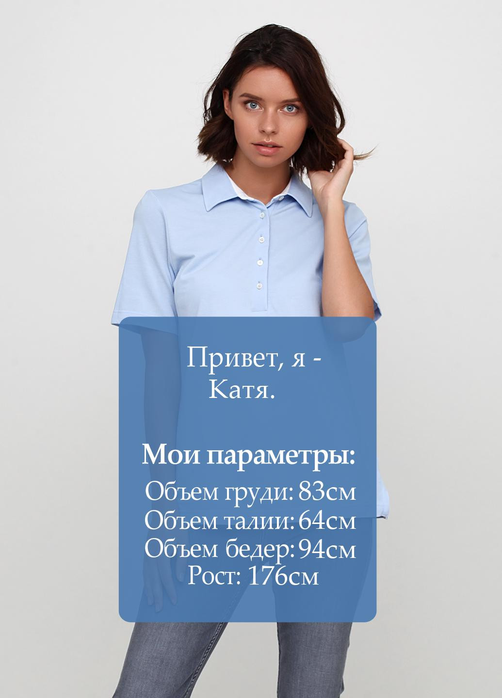 Голубой женская футболка-поло Van Laack однотонная