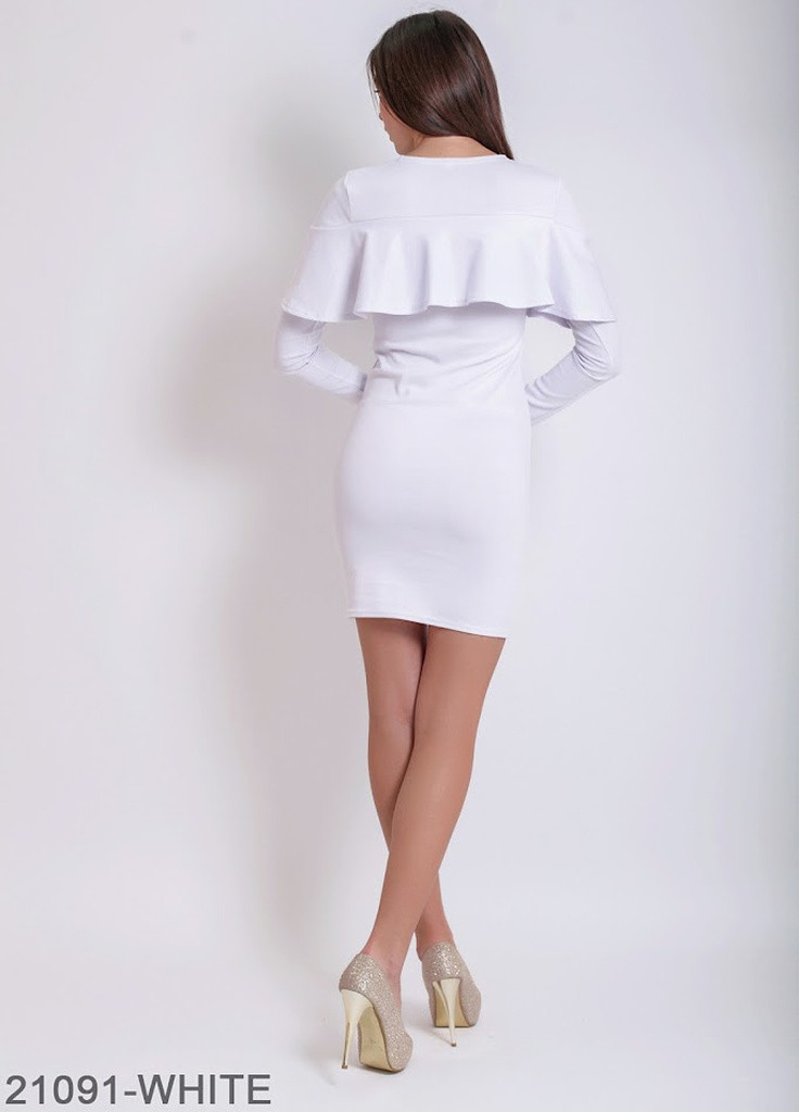 Белое кэжуал женское елегантное приталенное платье galea белый Podium однотонное