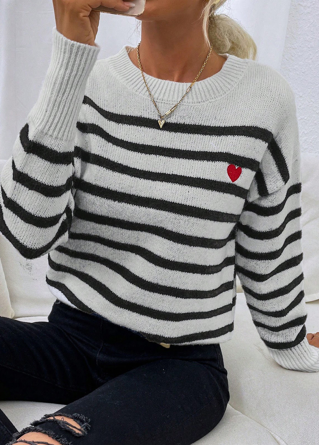 Чорно-білий демісезонний джемпер джемпер SHEIN