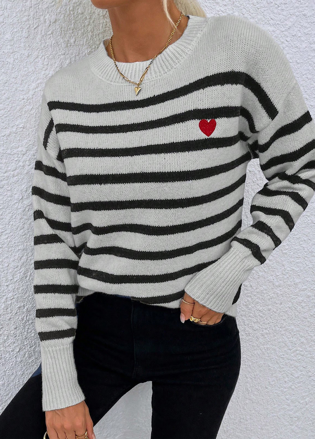 Чорно-білий демісезонний джемпер джемпер SHEIN