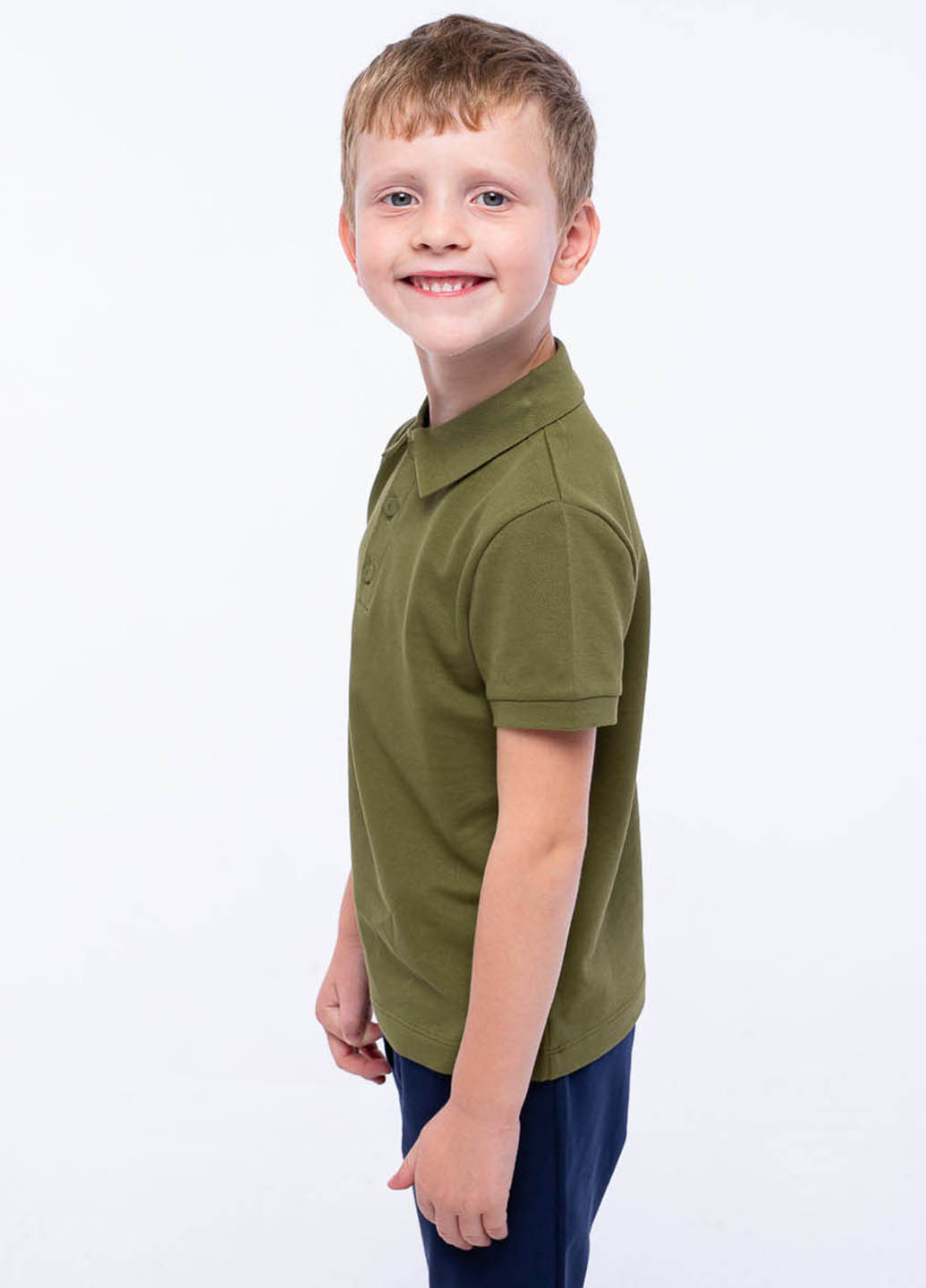 Оливковая детская футболка-поло для мальчика Vidoli однотонная