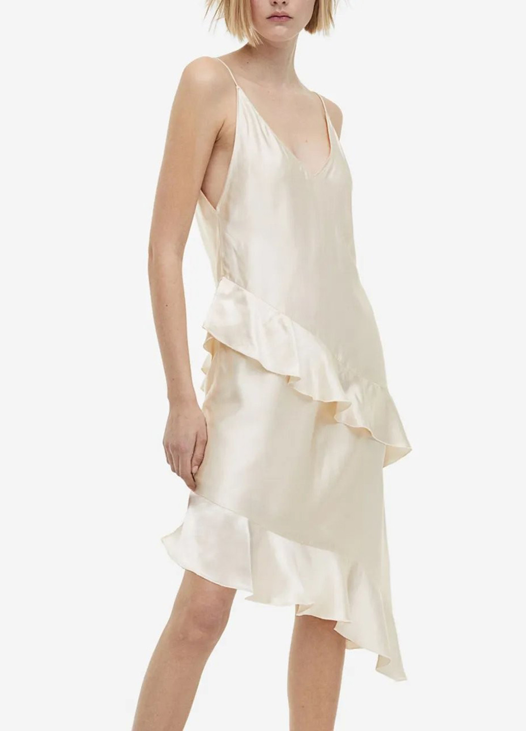 Кремова коктейльна, вечірня, кежуал сукня сукня-комбінація H&M однотонна